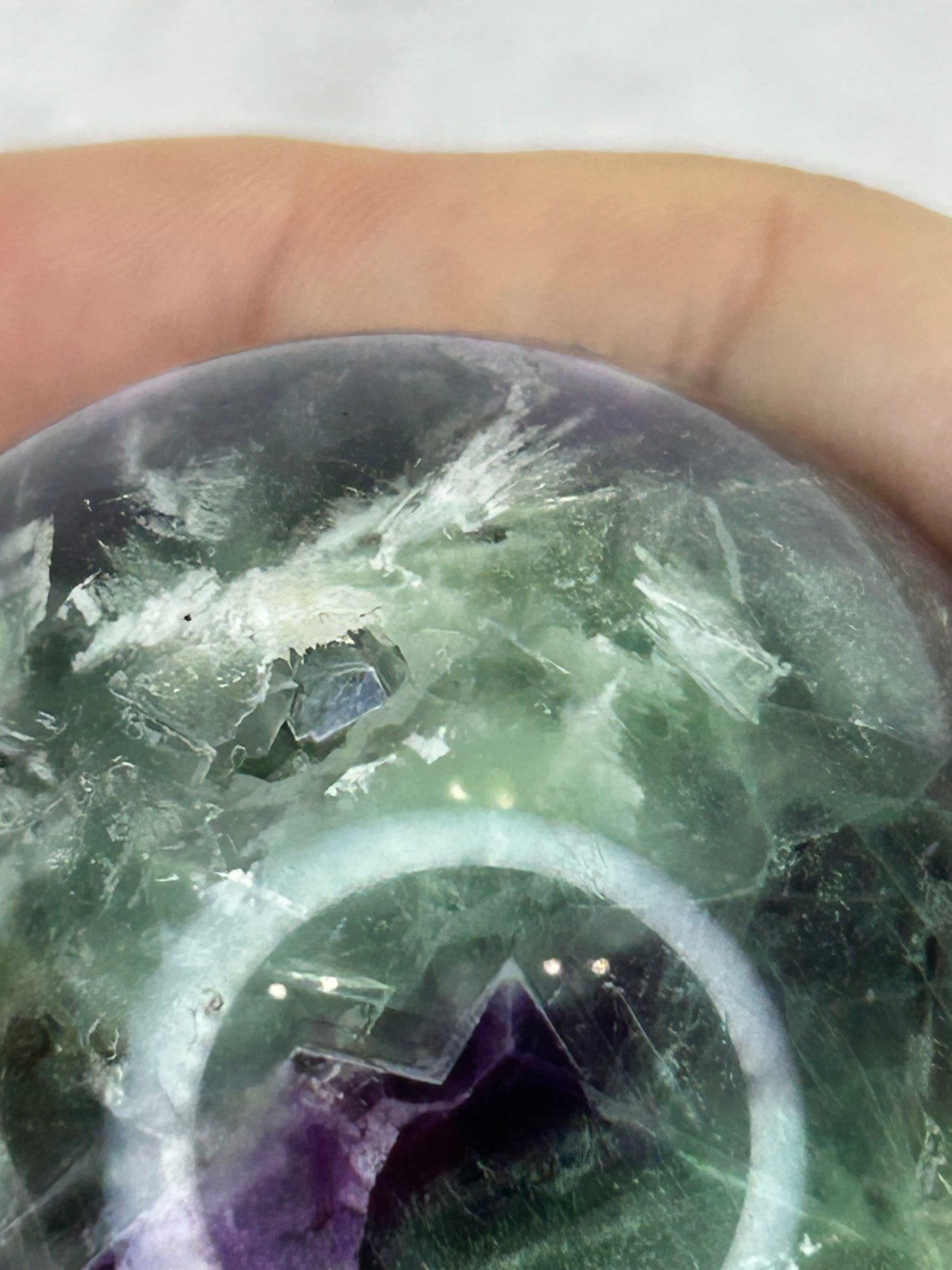 Druzy feather fluorite sphere C