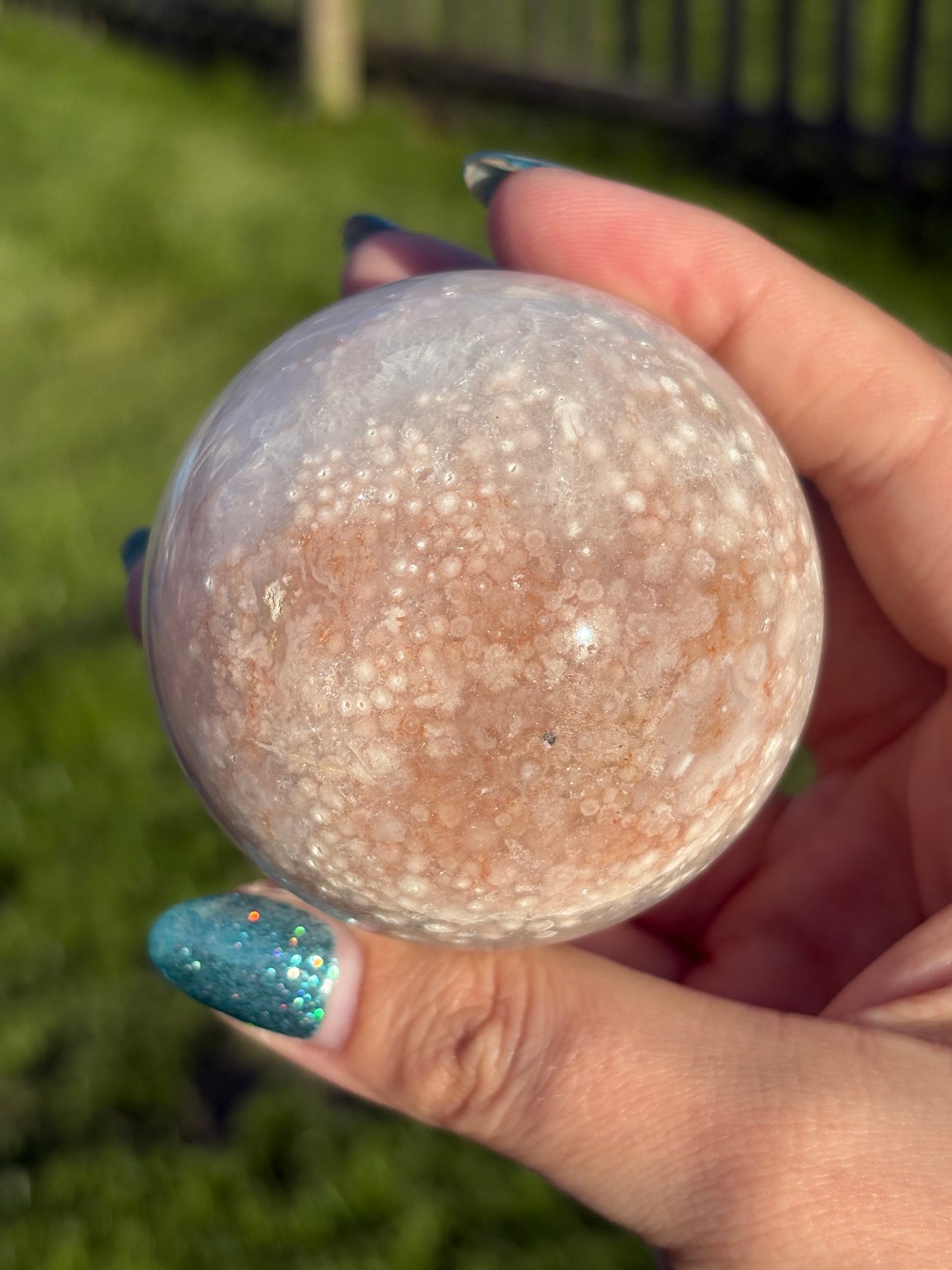 Pink Flower Agate Sphere