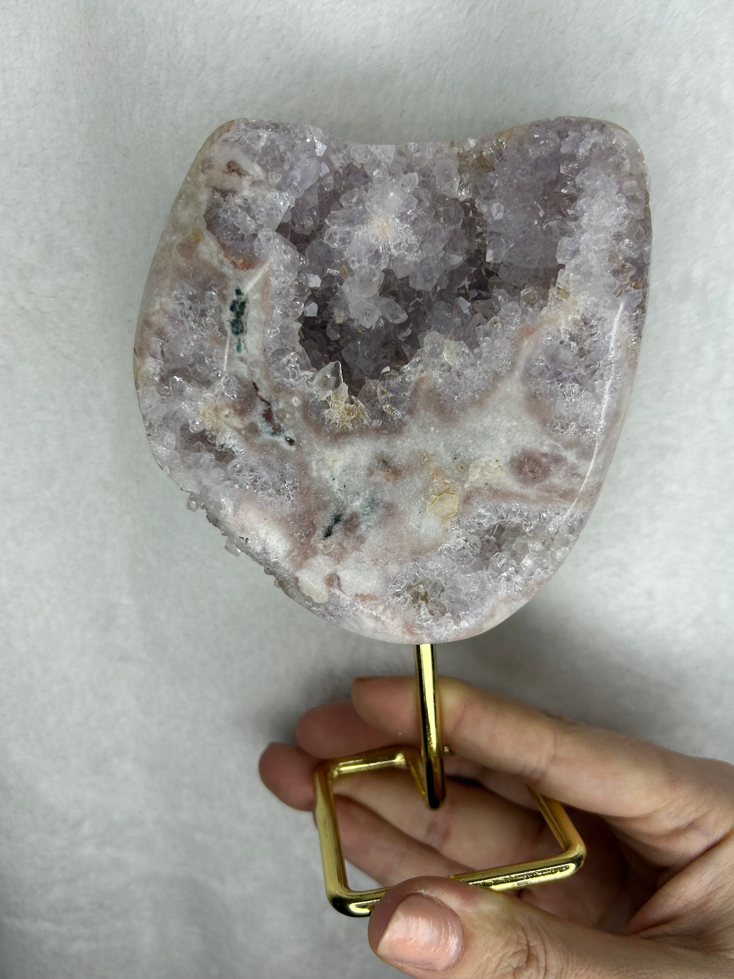Brazilian pink amethyst slab on stand B