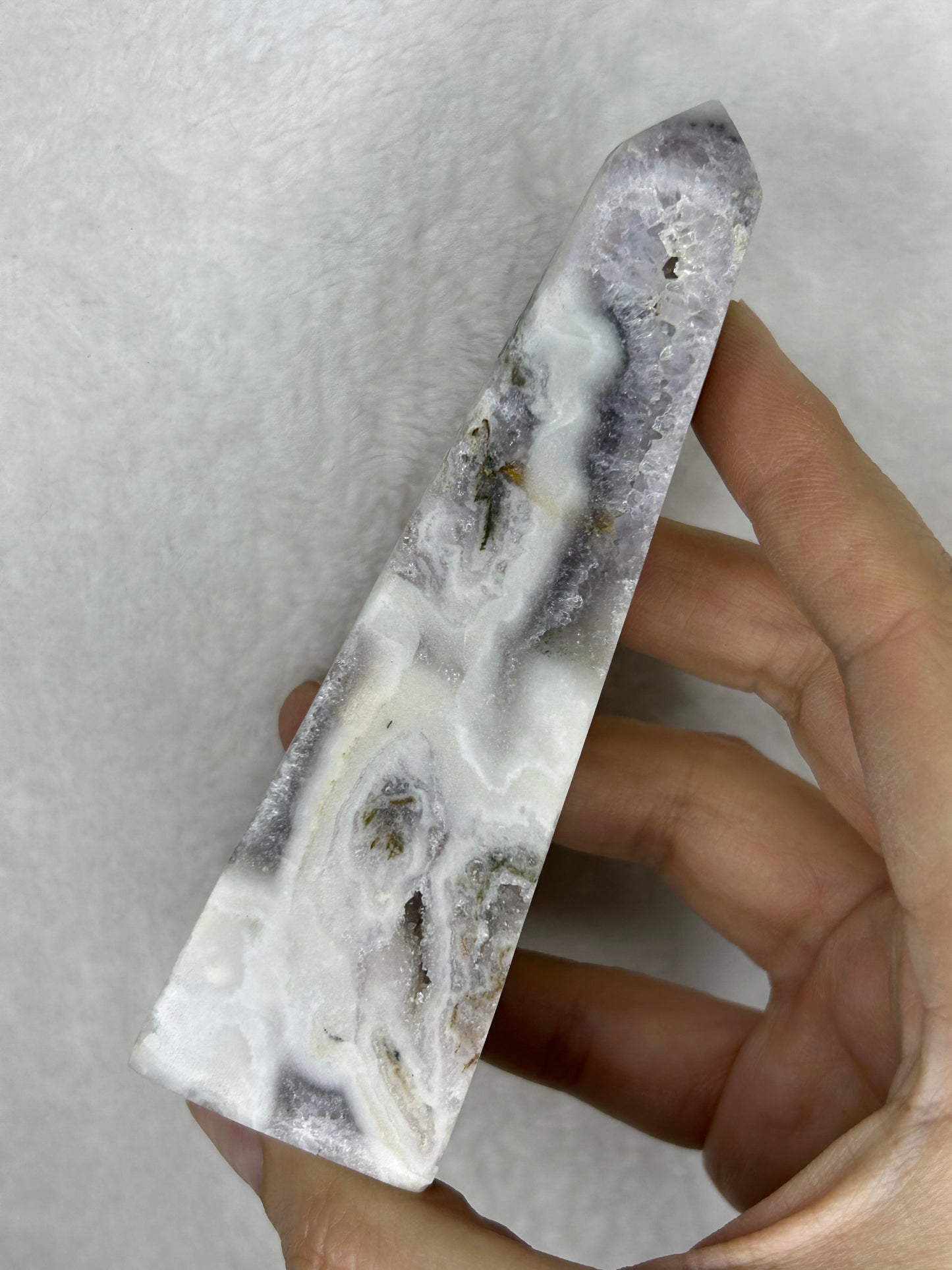 Unique Pink Amethyst Obelisk w/ moss inclusions