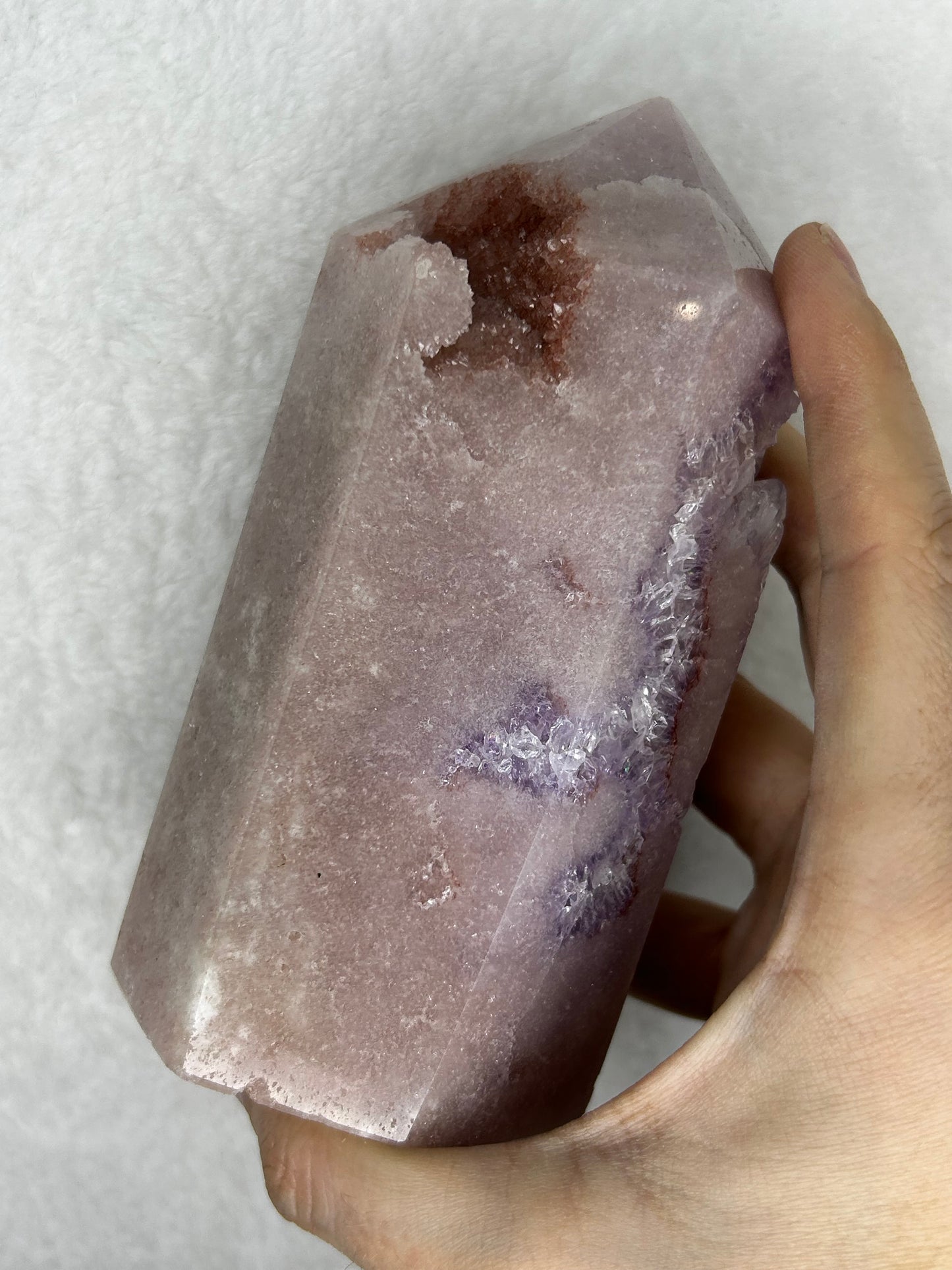 XL Druzy Pink Amethyst Statement Tower