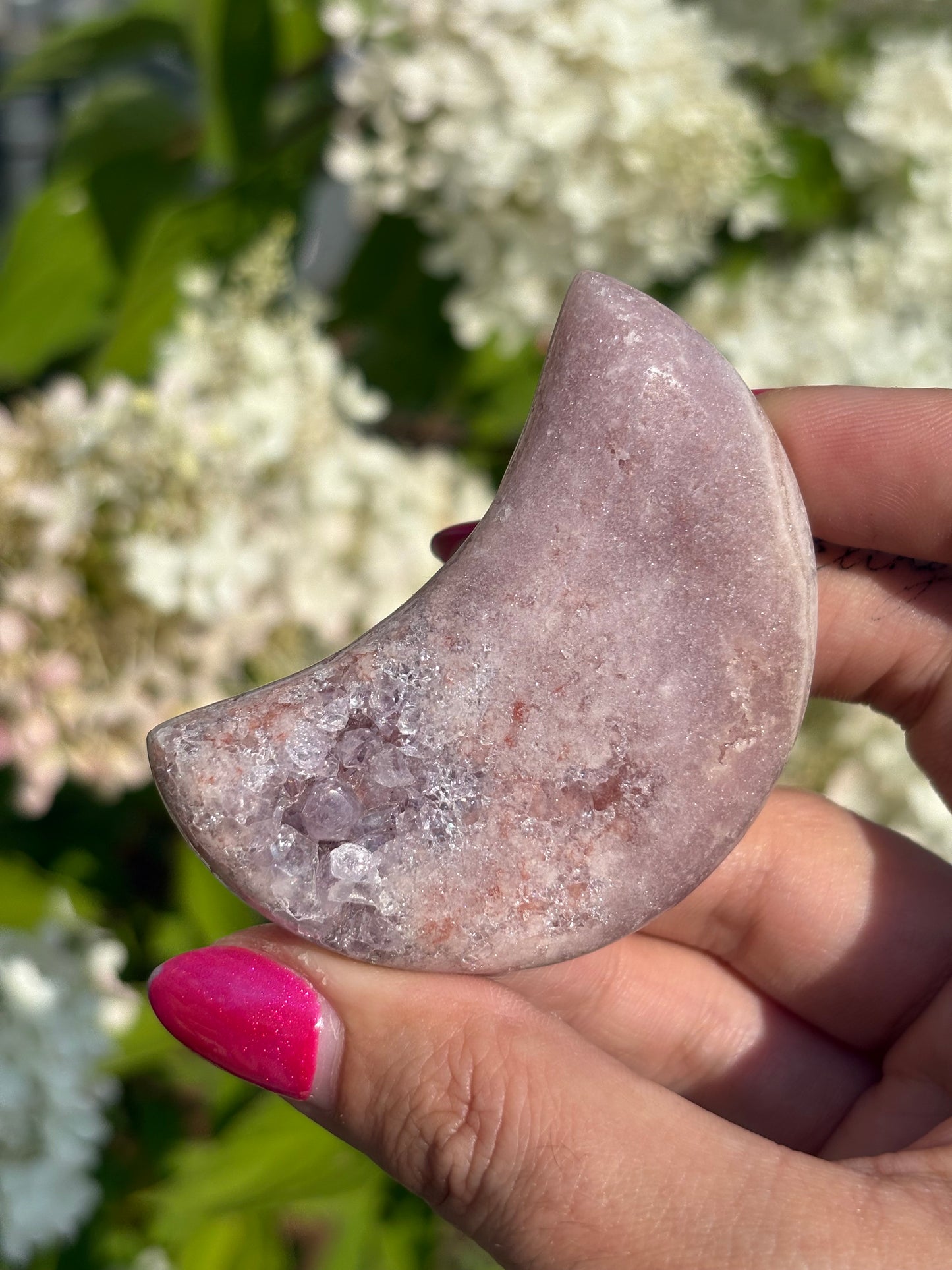 Druzy pink amethyst moon