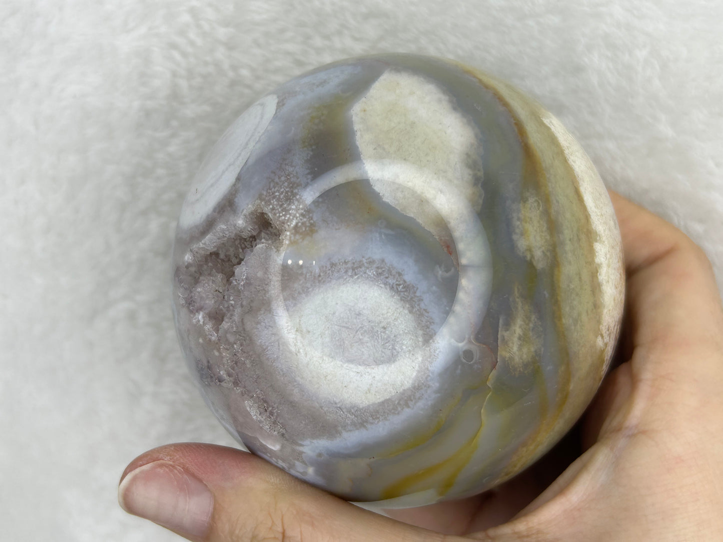 Super Cool Moody Pink Flower Agate Druzy Sphere