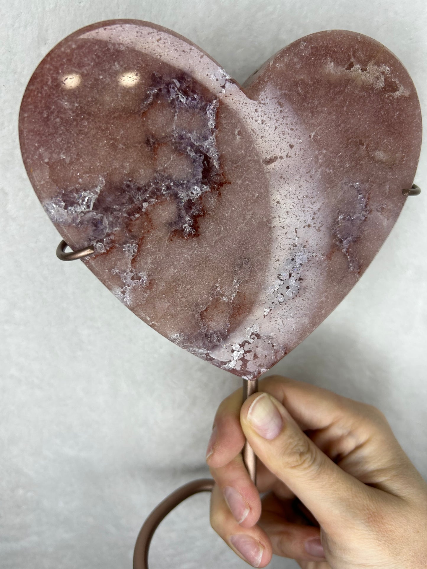 Pink Amethyst Heart w/ Stand E