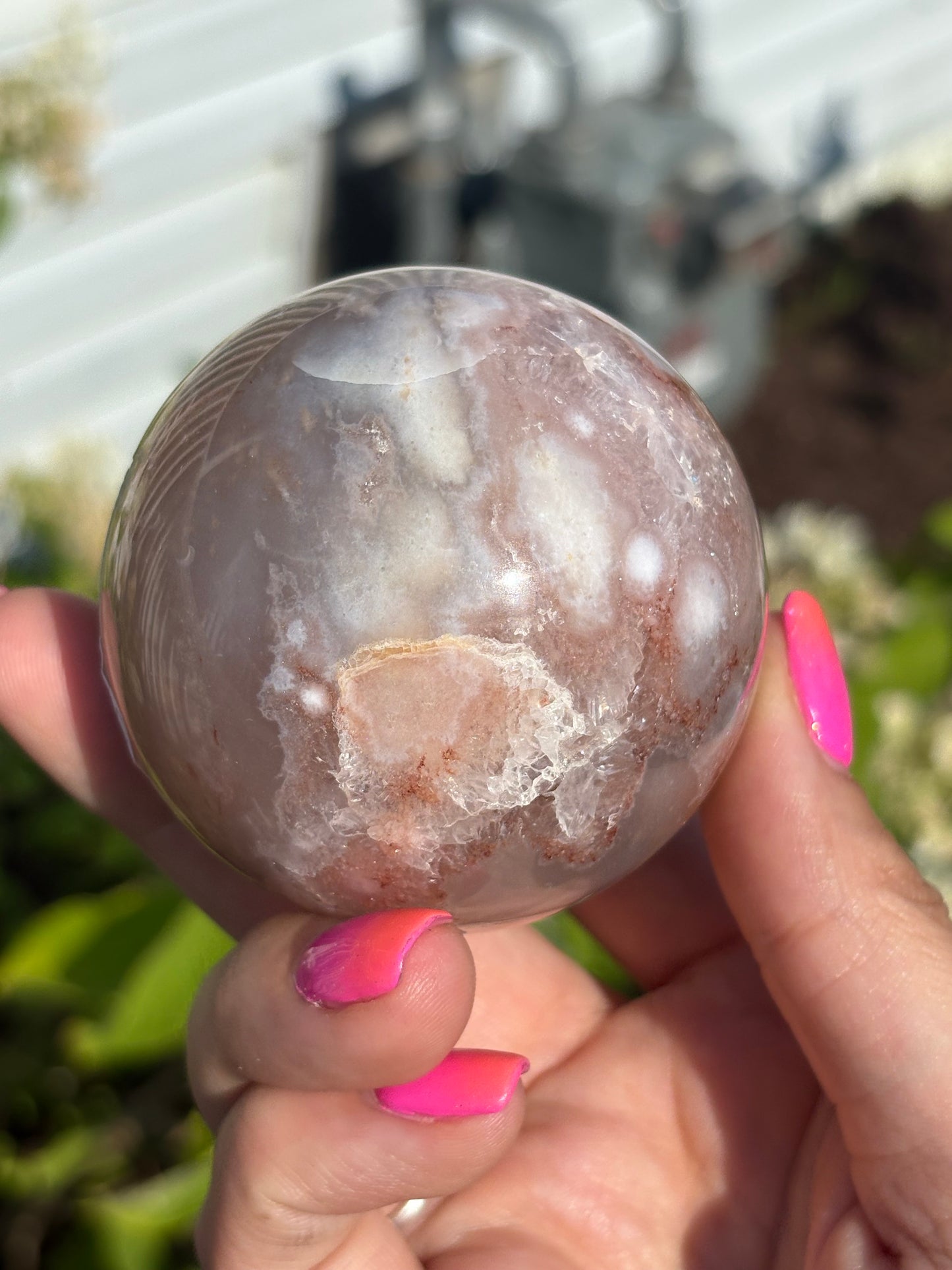 Pink amethyst agate sphere