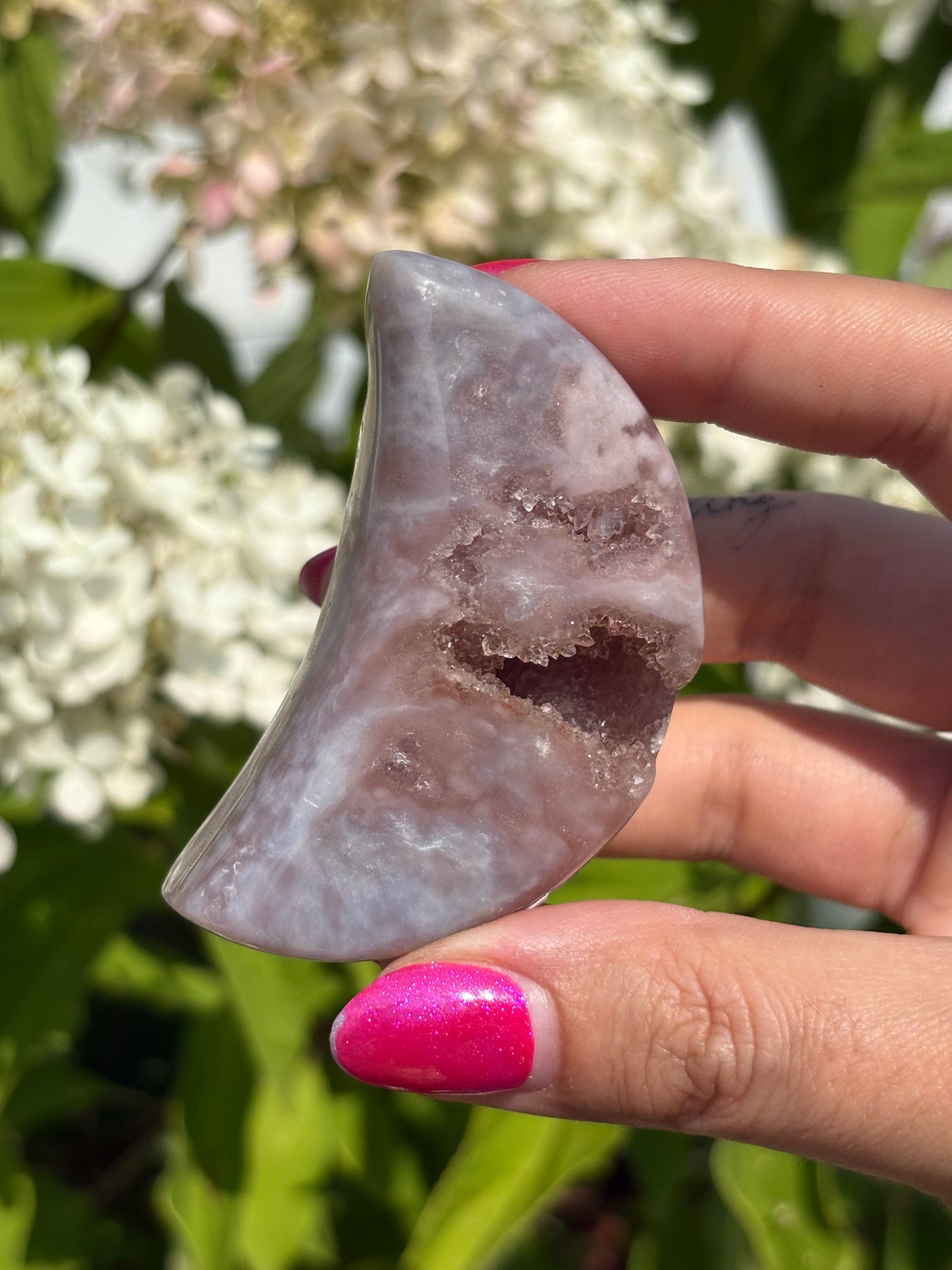 Druzy pink amethyst moon