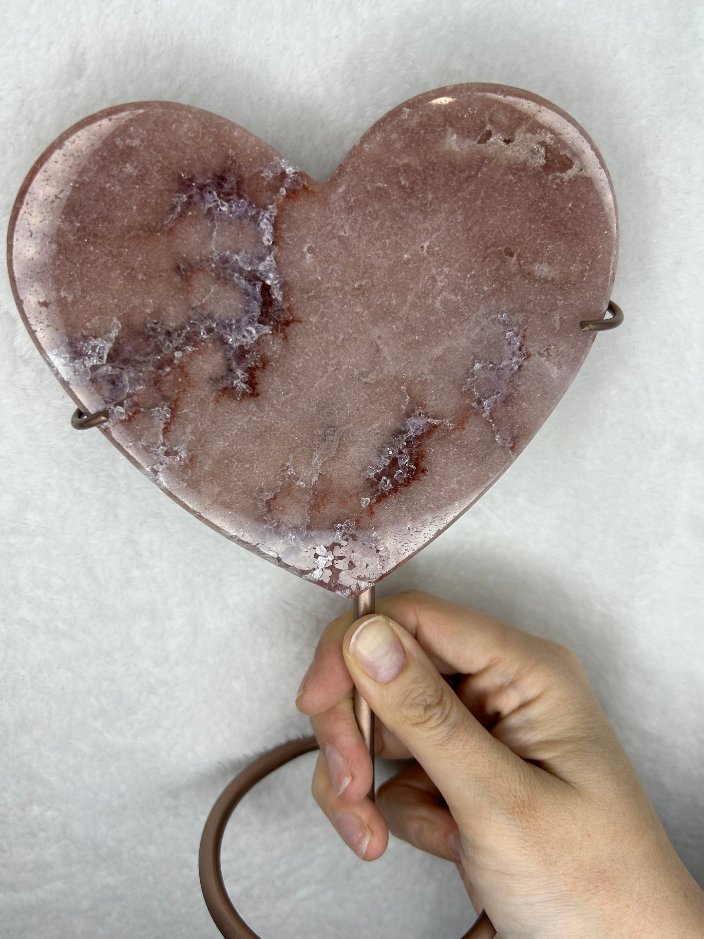 Pink Amethyst Heart w/ Stand E