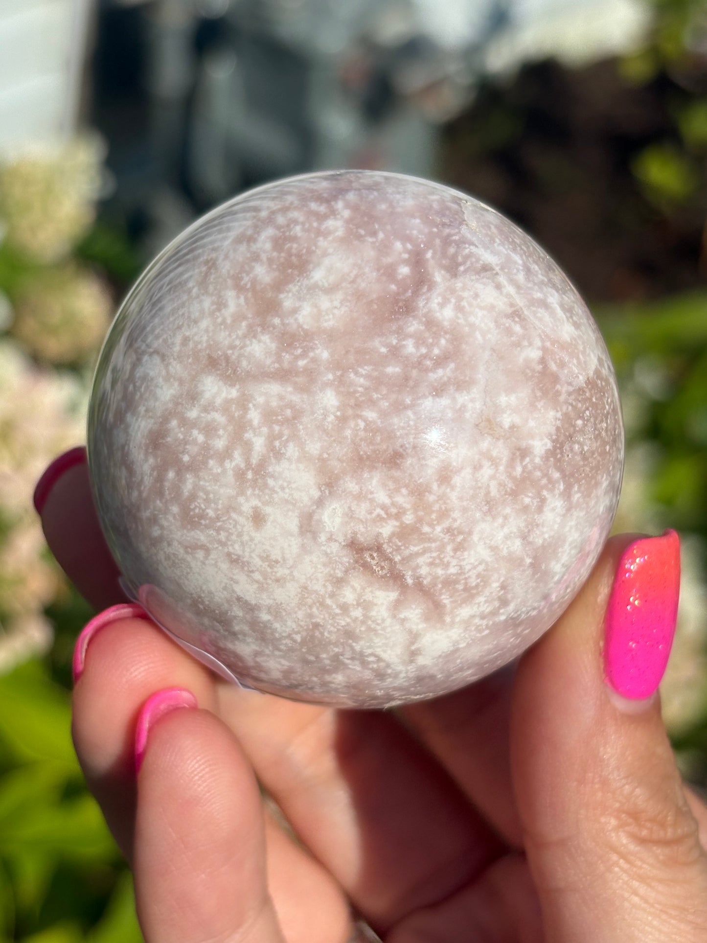 Sparkly pink amethyst sphere w/ druzy