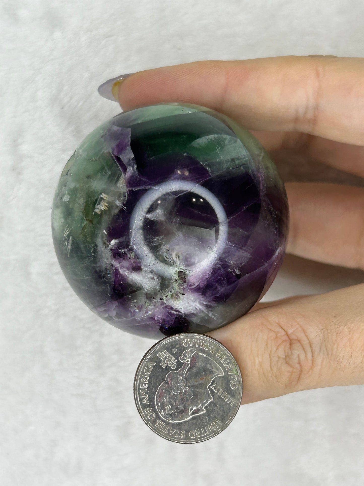 Druzy feather fluorite sphere C