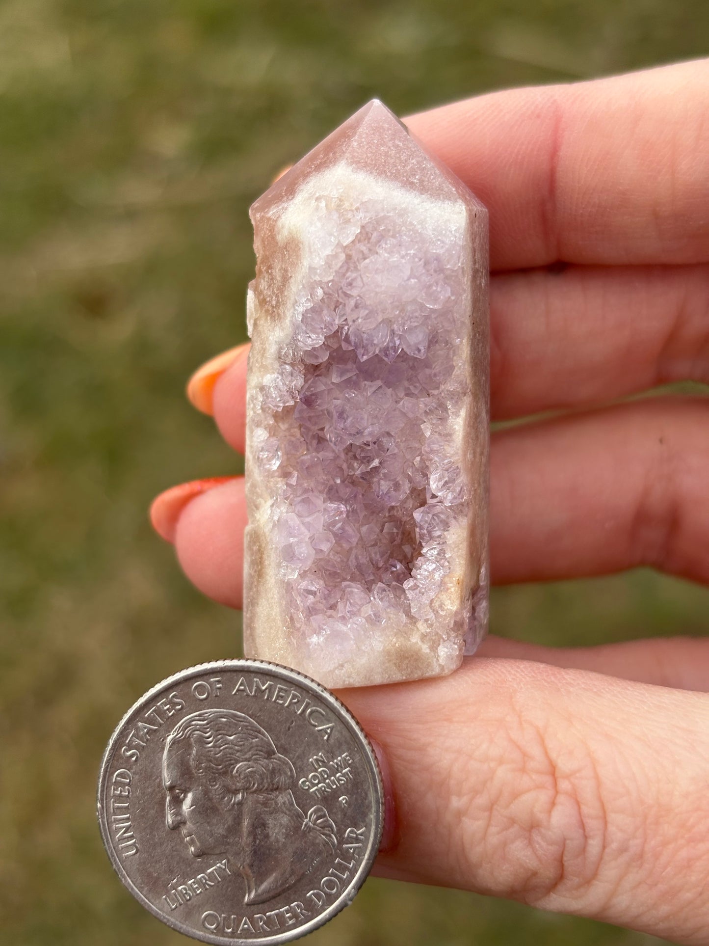 Druzy Pink Amethyst Tower AI