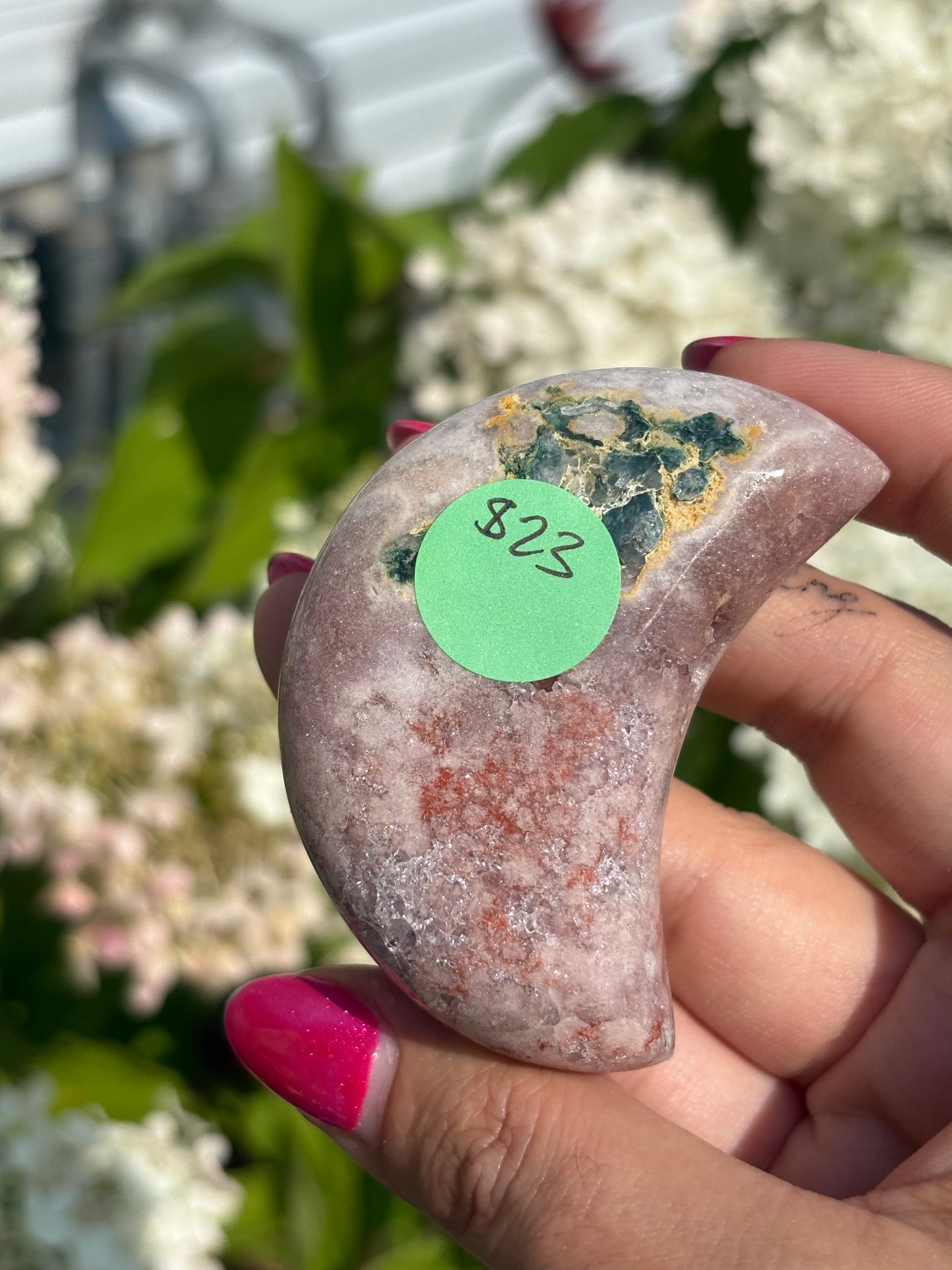 Druzy pink amethyst moon