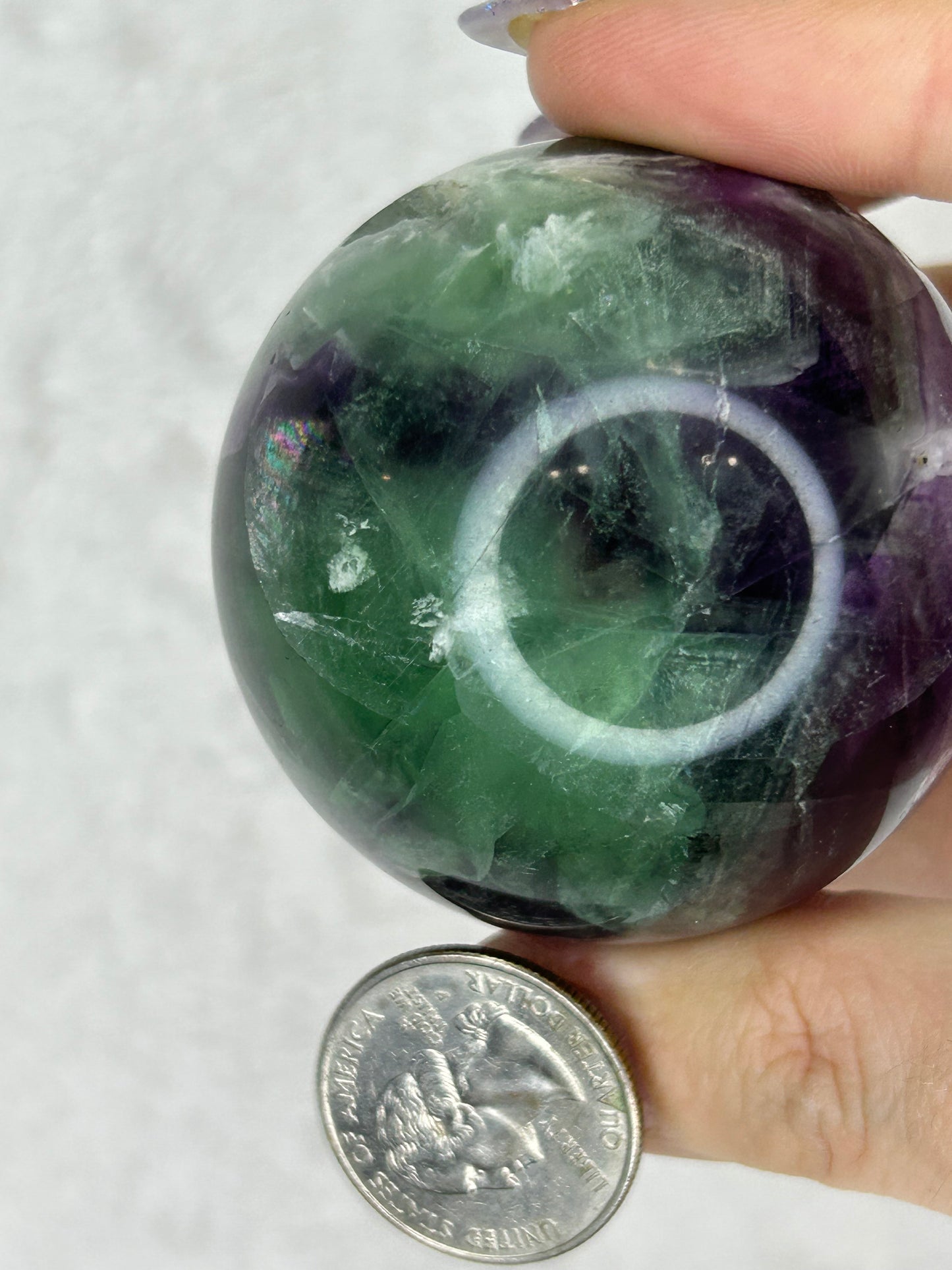 Druzy feather fluorite sphere C