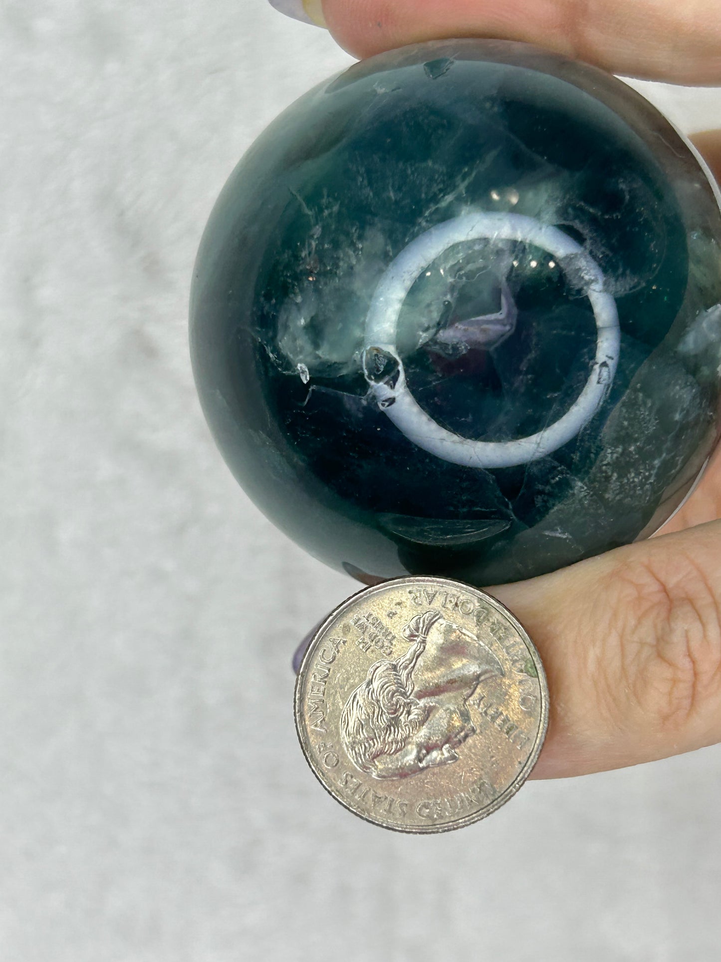 Druzy feather fluorite sphere B