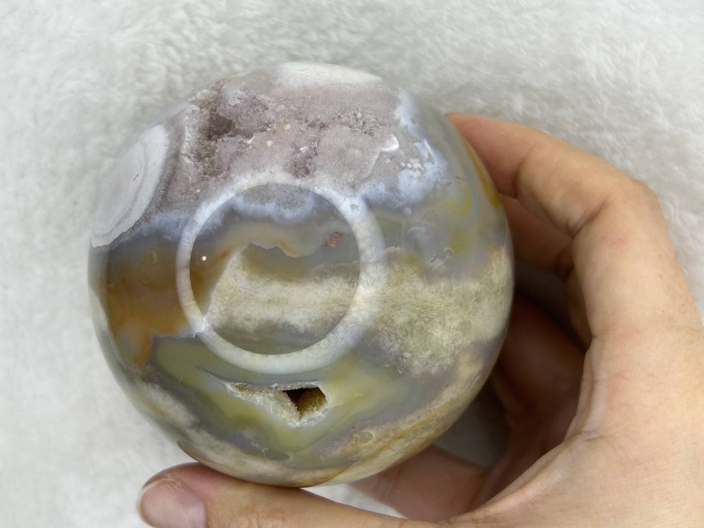 Super Cool Moody Pink Flower Agate Druzy Sphere