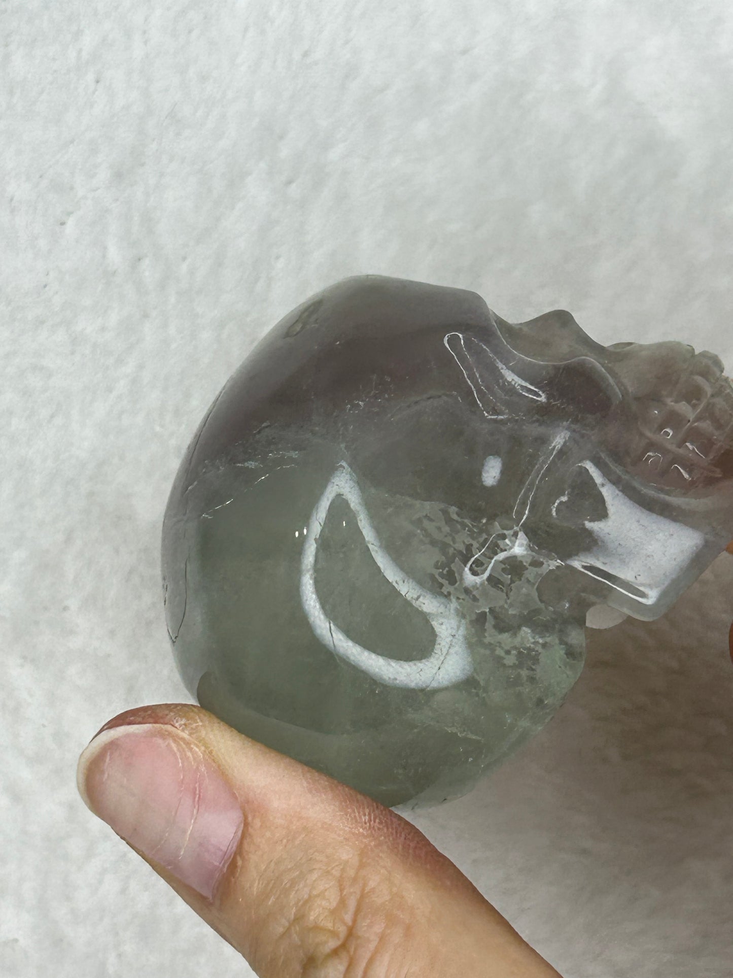 Yttrium Fluorite Skull Carving
