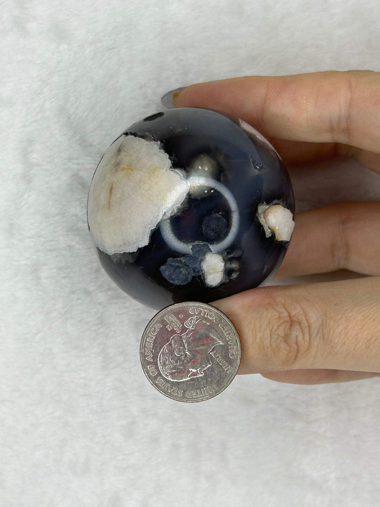 Black Flower Agate Sphere A