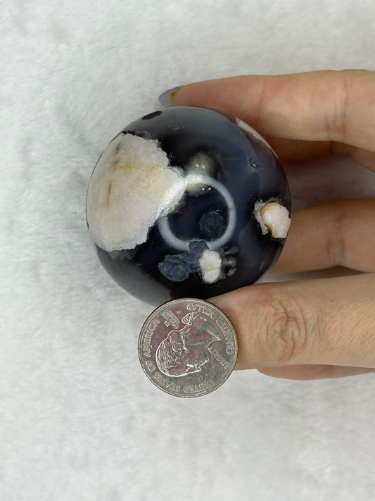 Black Flower Agate Sphere A