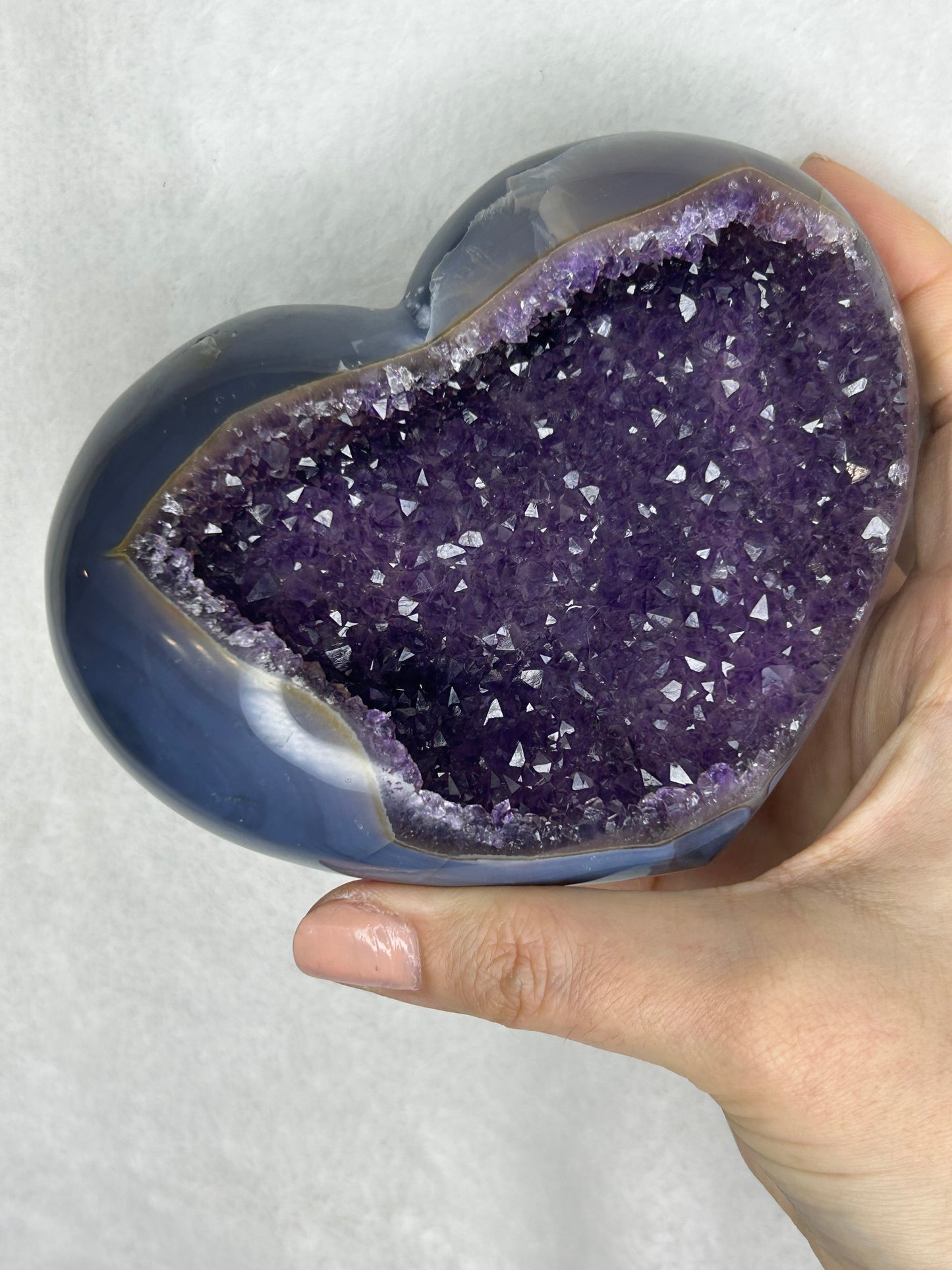 💖💖Uruguayan HQ Agate/amethyst cluster heart C