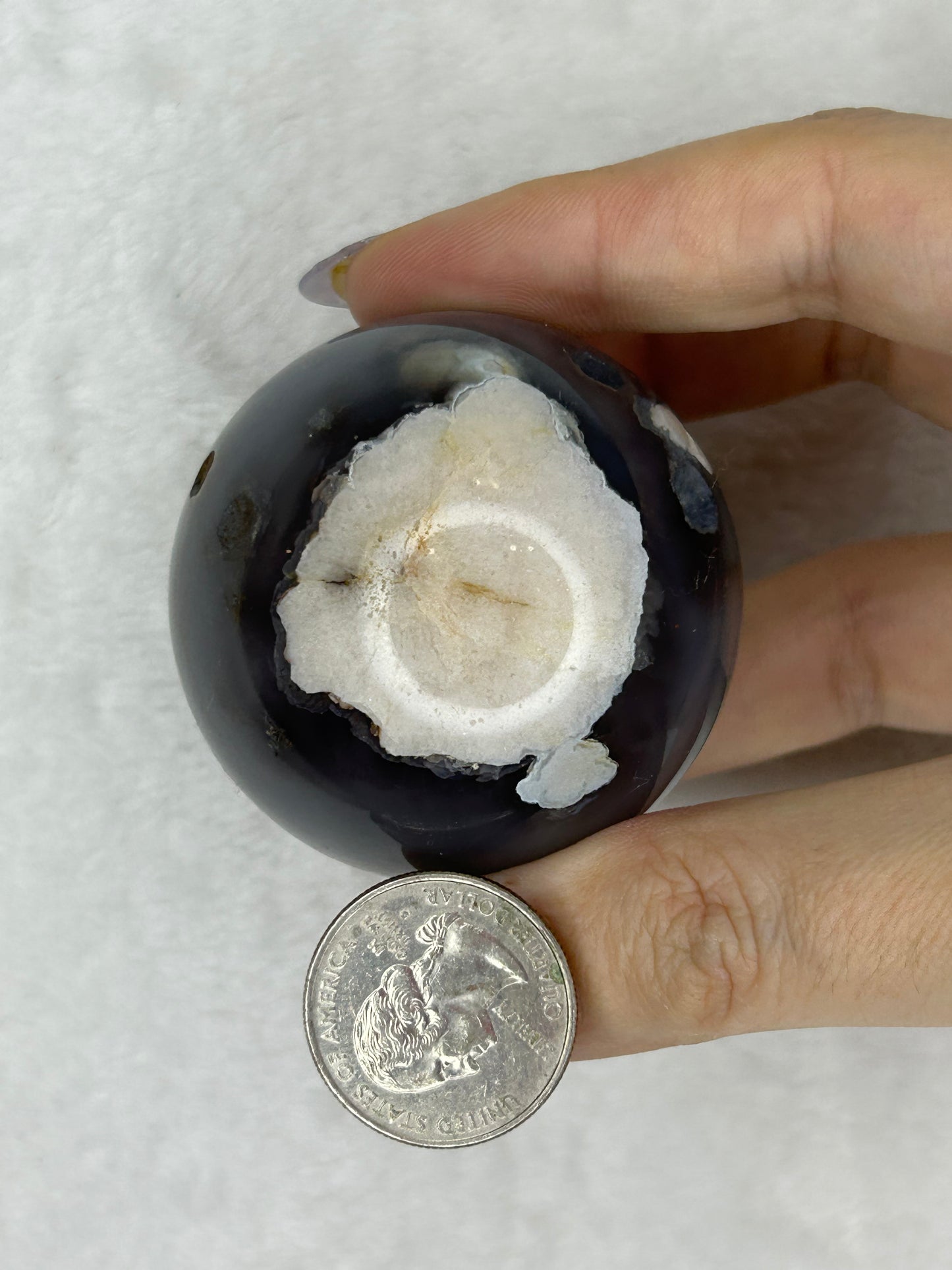 Black Flower Agate Sphere A