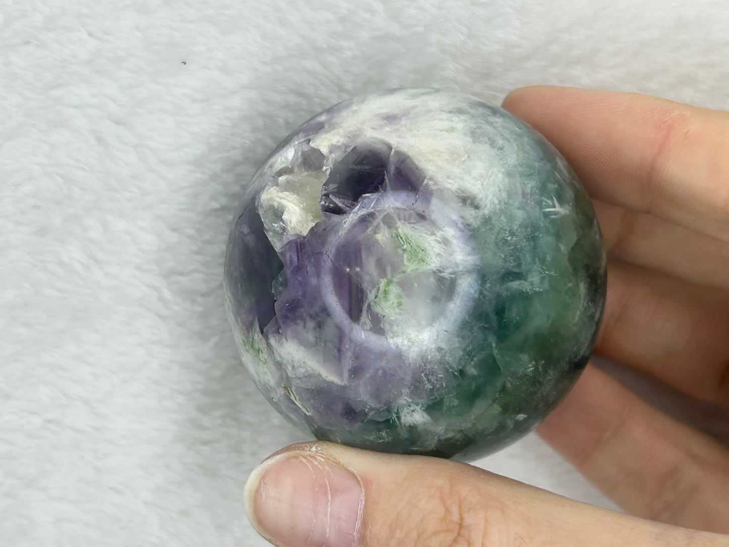 Druzy feather fluorite sphere A