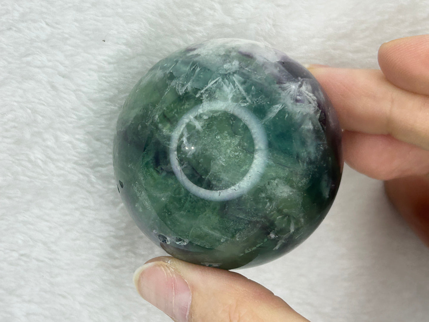 Druzy feather fluorite sphere A