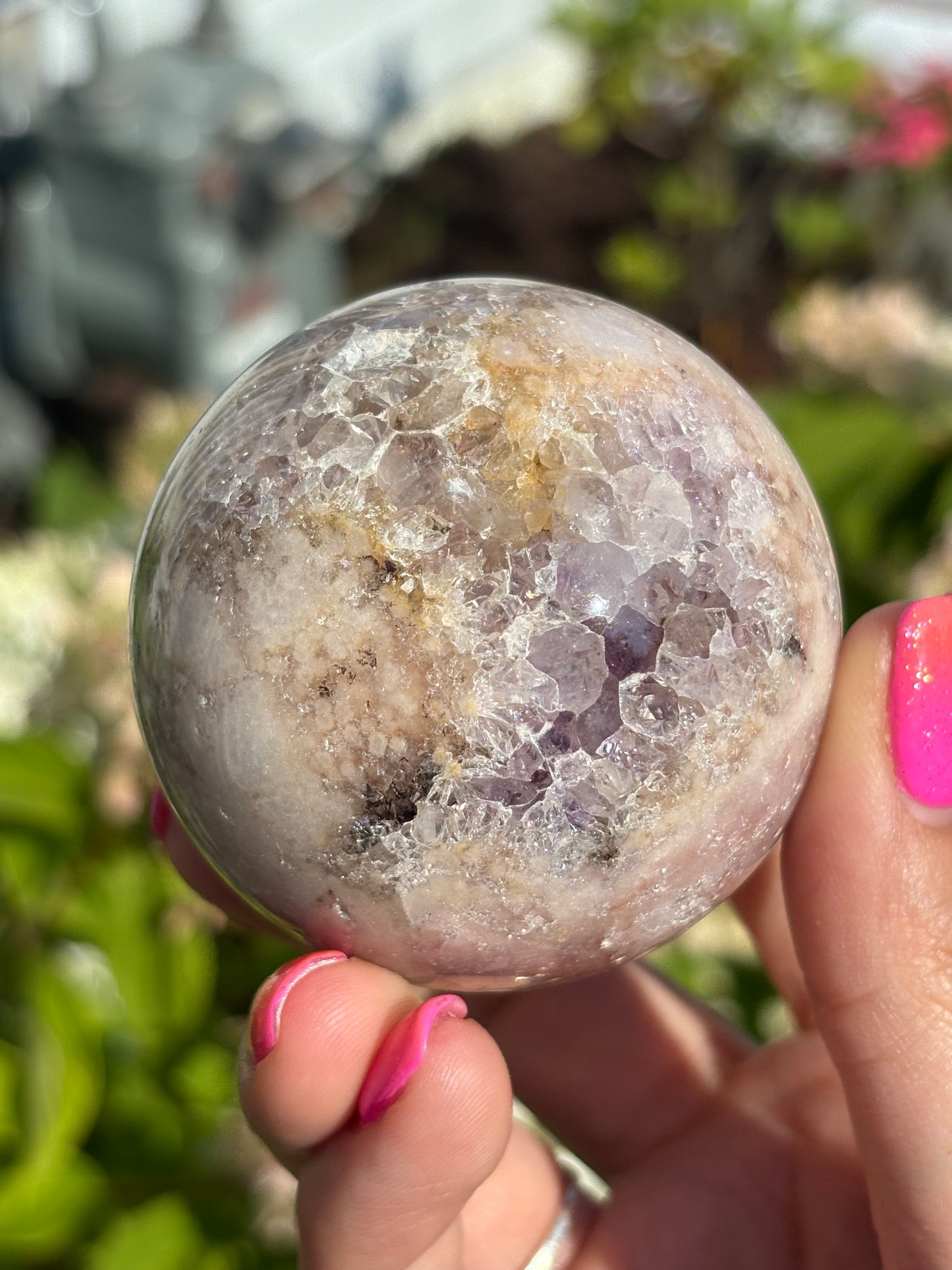 Gemmy pink amethyst sphere