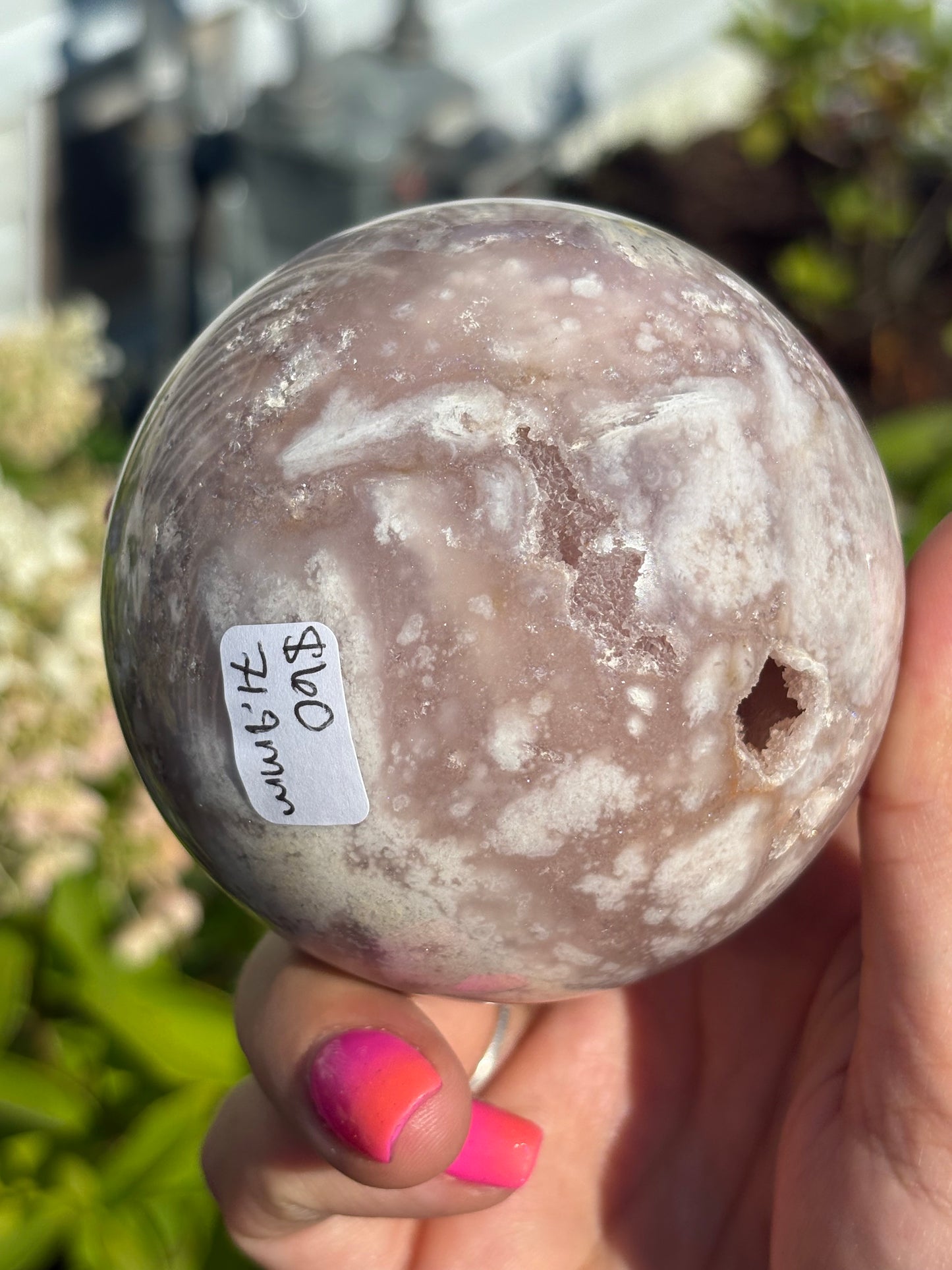 Druzy pink amethyst sphere