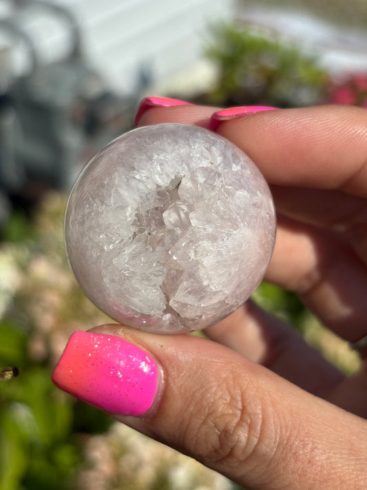 Cute small pink amethyst druzy sphere
