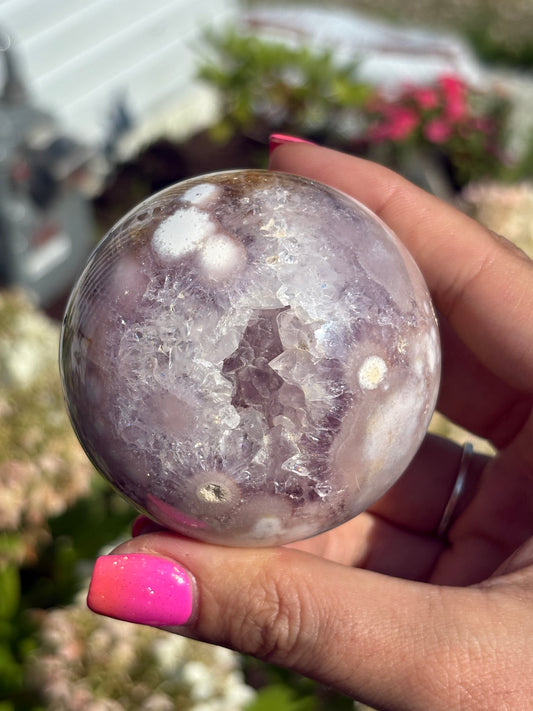 Gemmy pink amethyst & citrine sphere