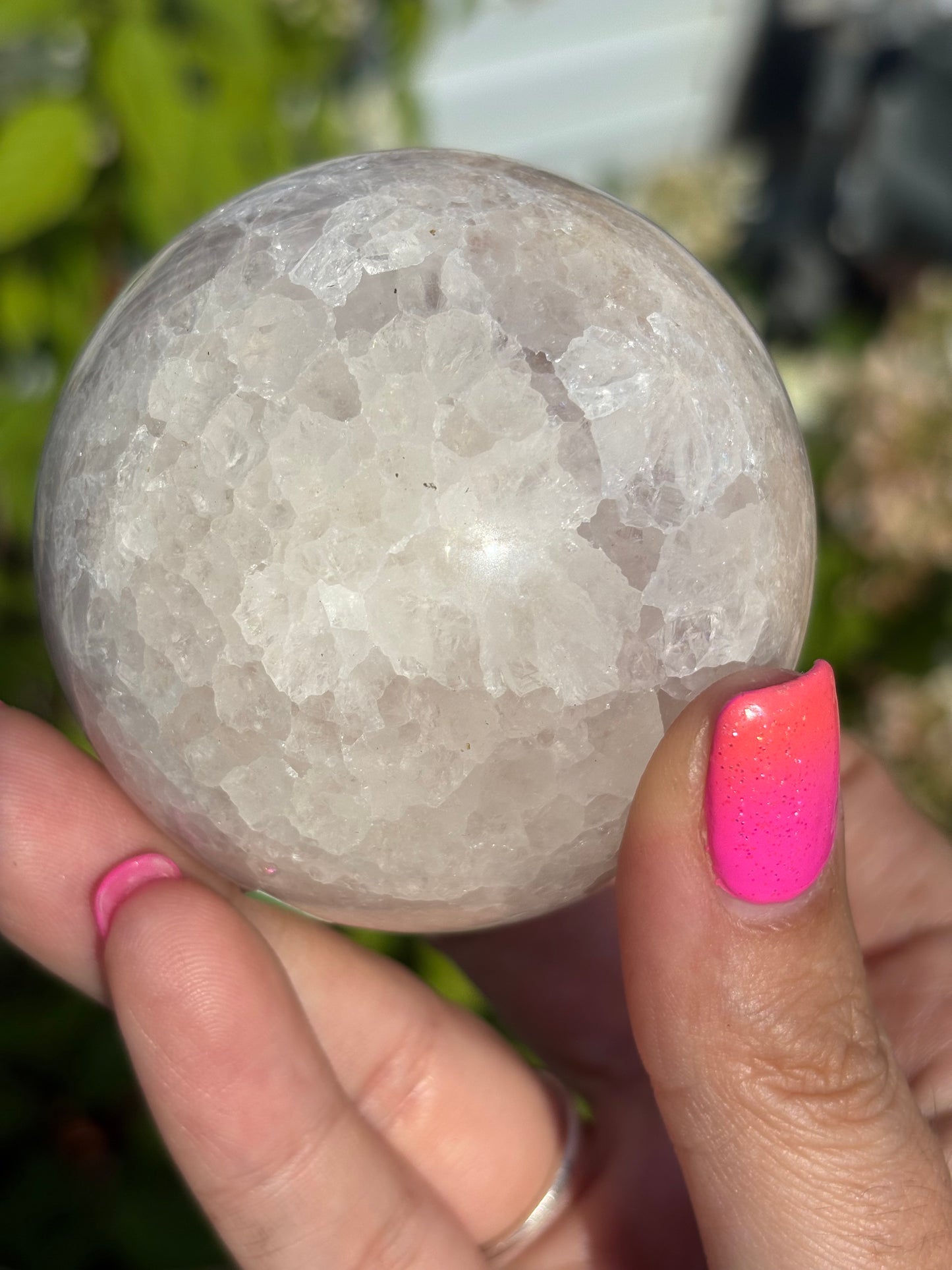 Pretty Quartzy pink amethyst sphere