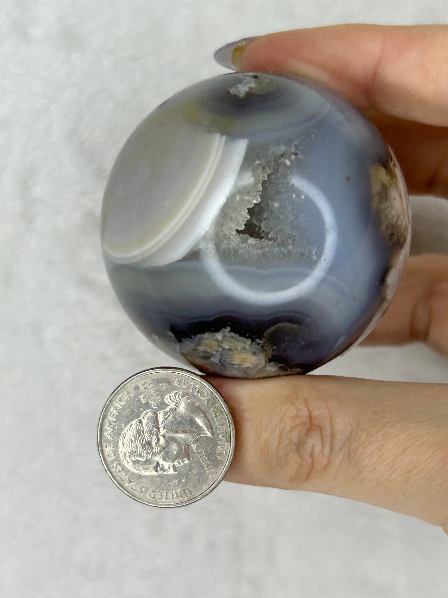 Banded Black Flower Agate Sphere F