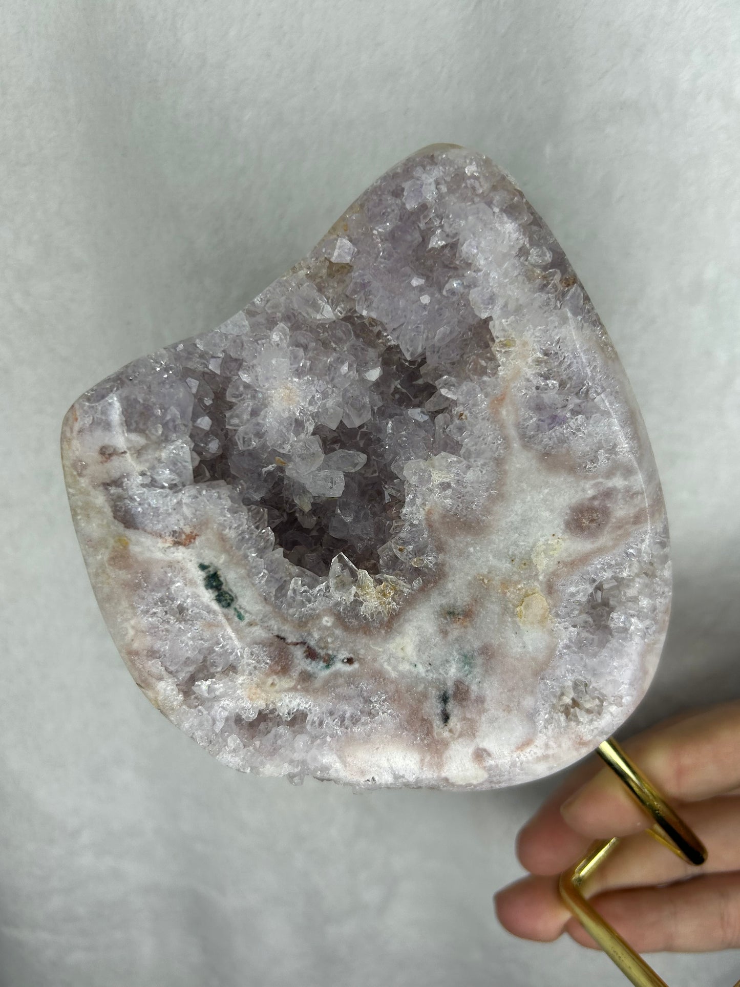 Brazilian pink amethyst slab on stand B