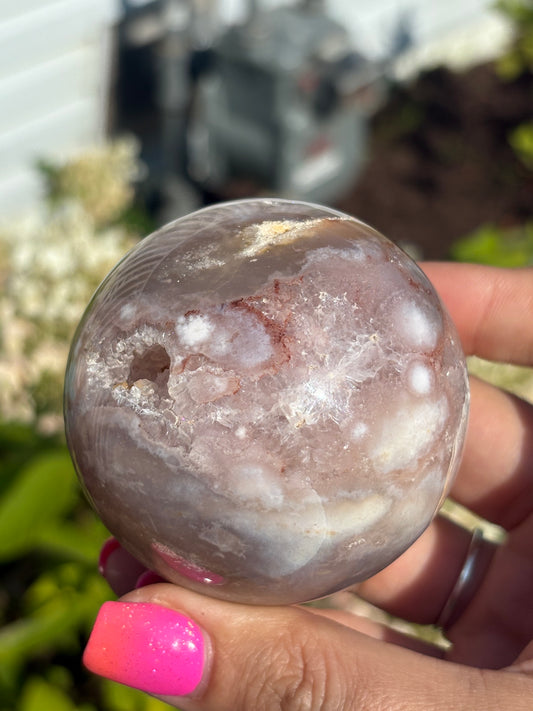 Pink amethyst agate sphere