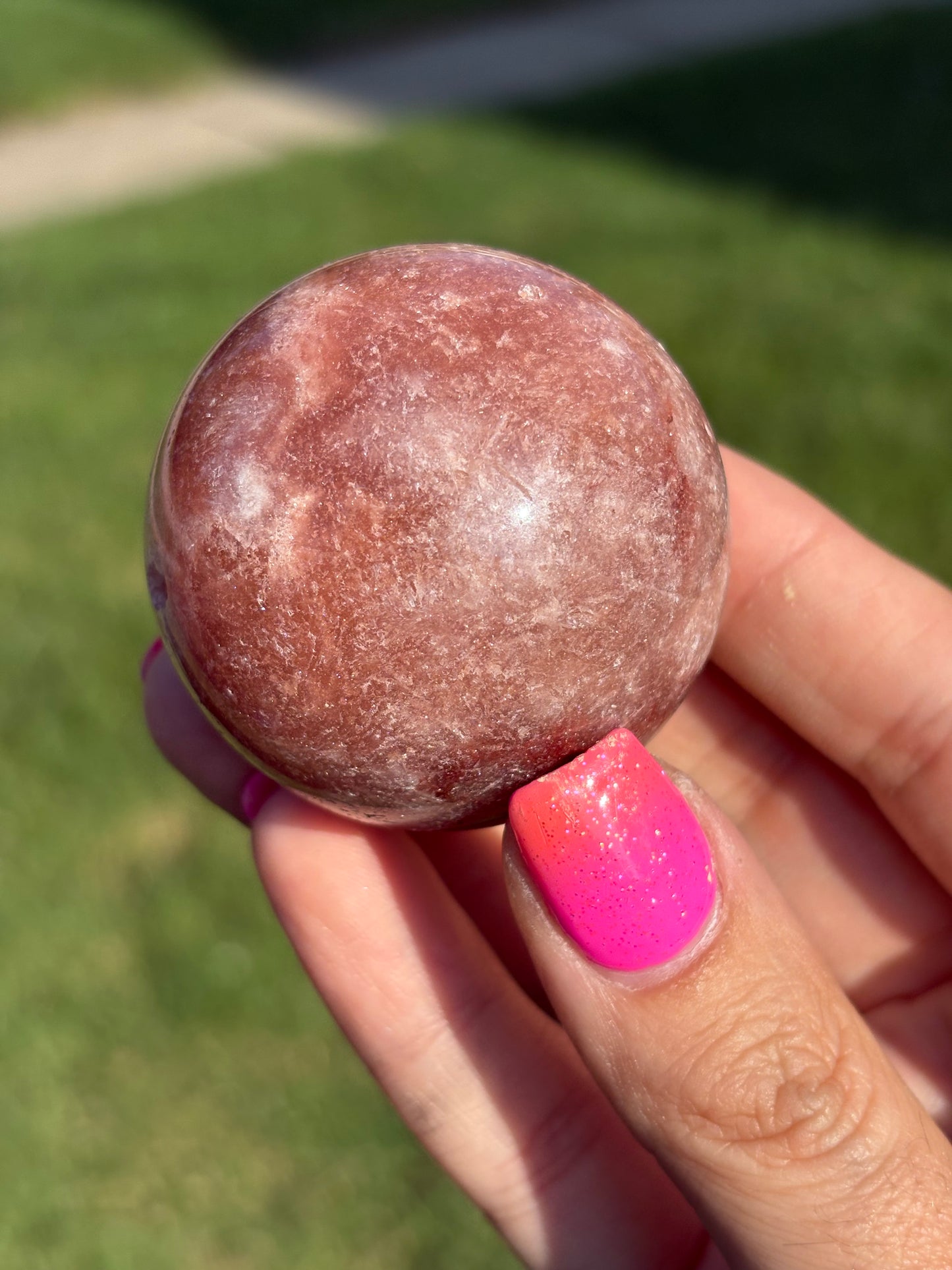 “Deep pink” pink amethyst sphere from Brazil