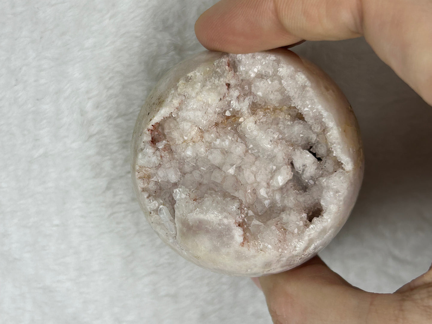 Brazilian pink amethyst druzy sphere