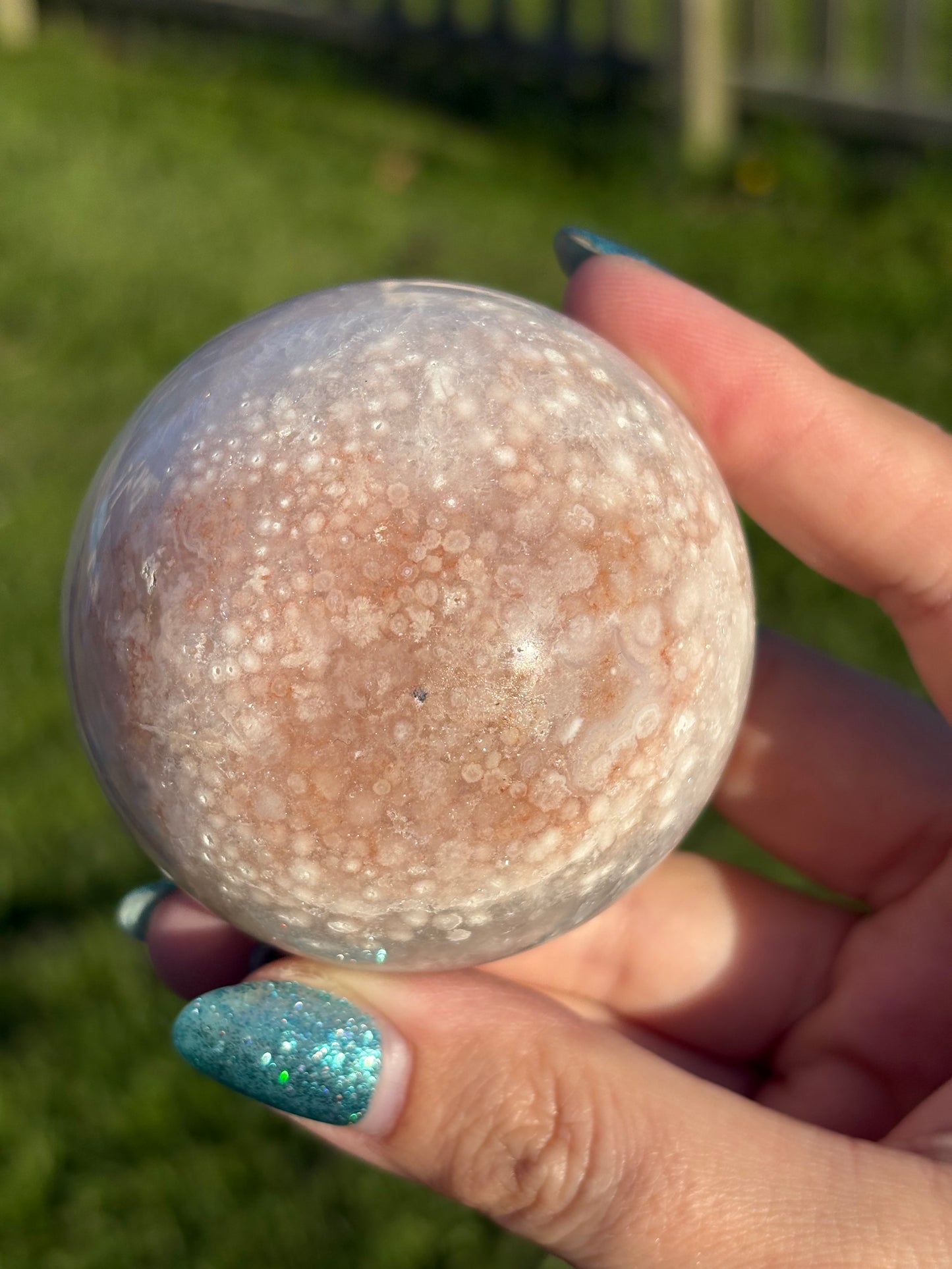 Pink Flower Agate Sphere