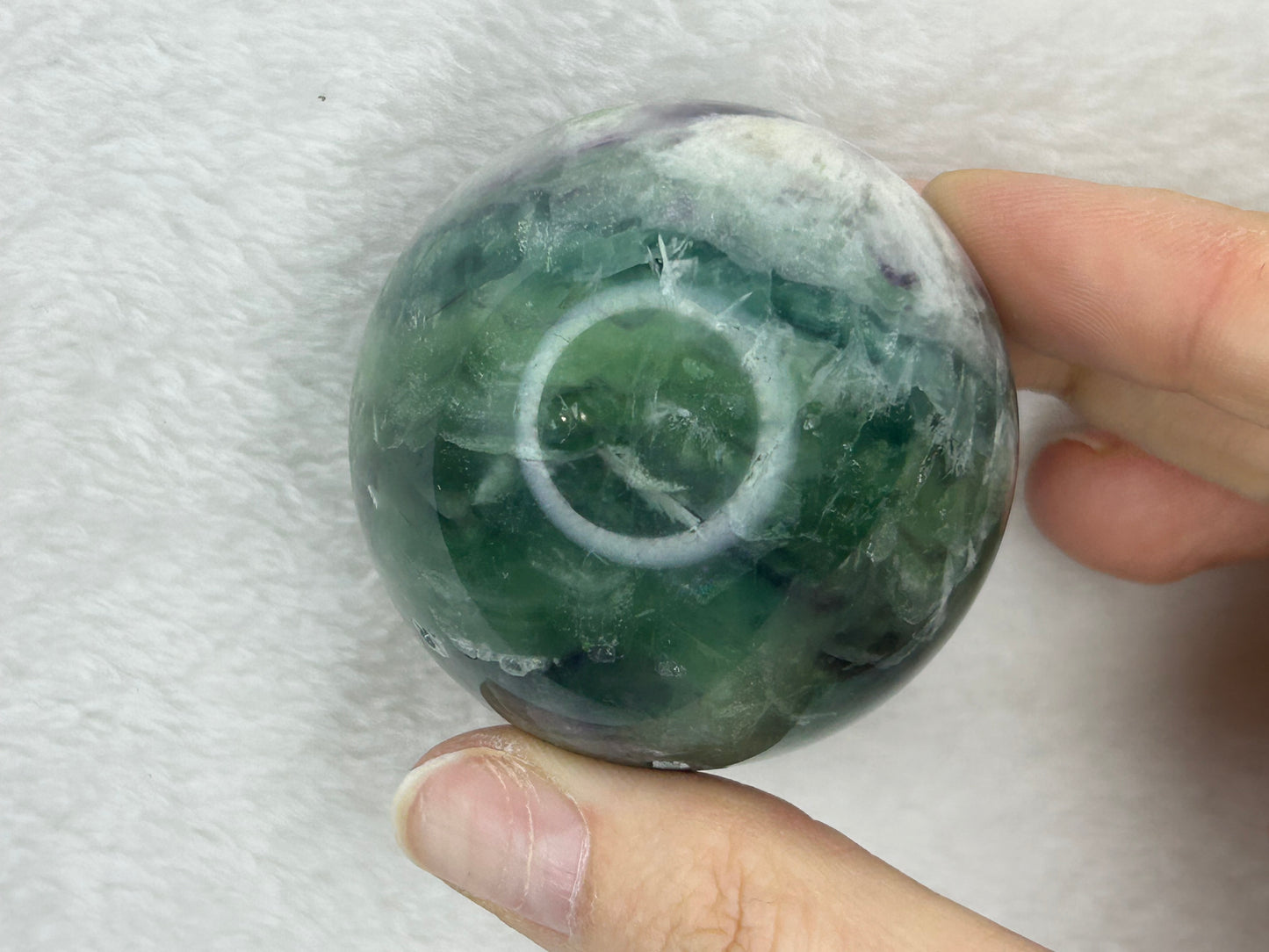 Druzy feather fluorite sphere A