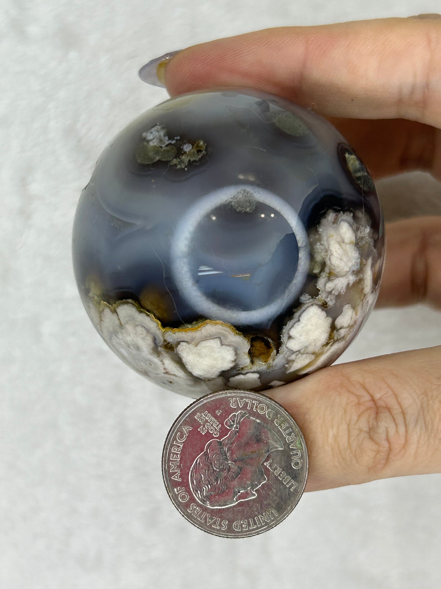 Banded Black Flower Agate Sphere F