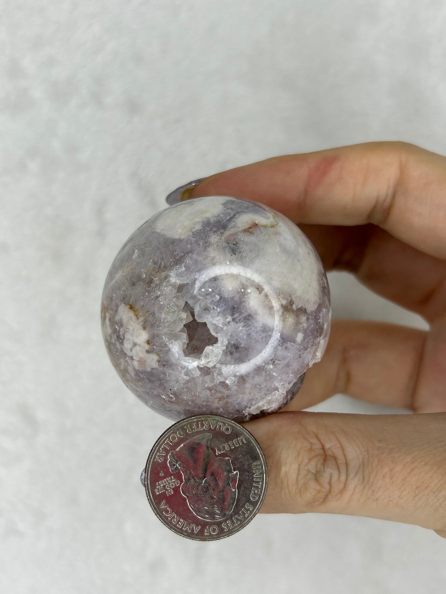 Druzy pink flower agate sphere