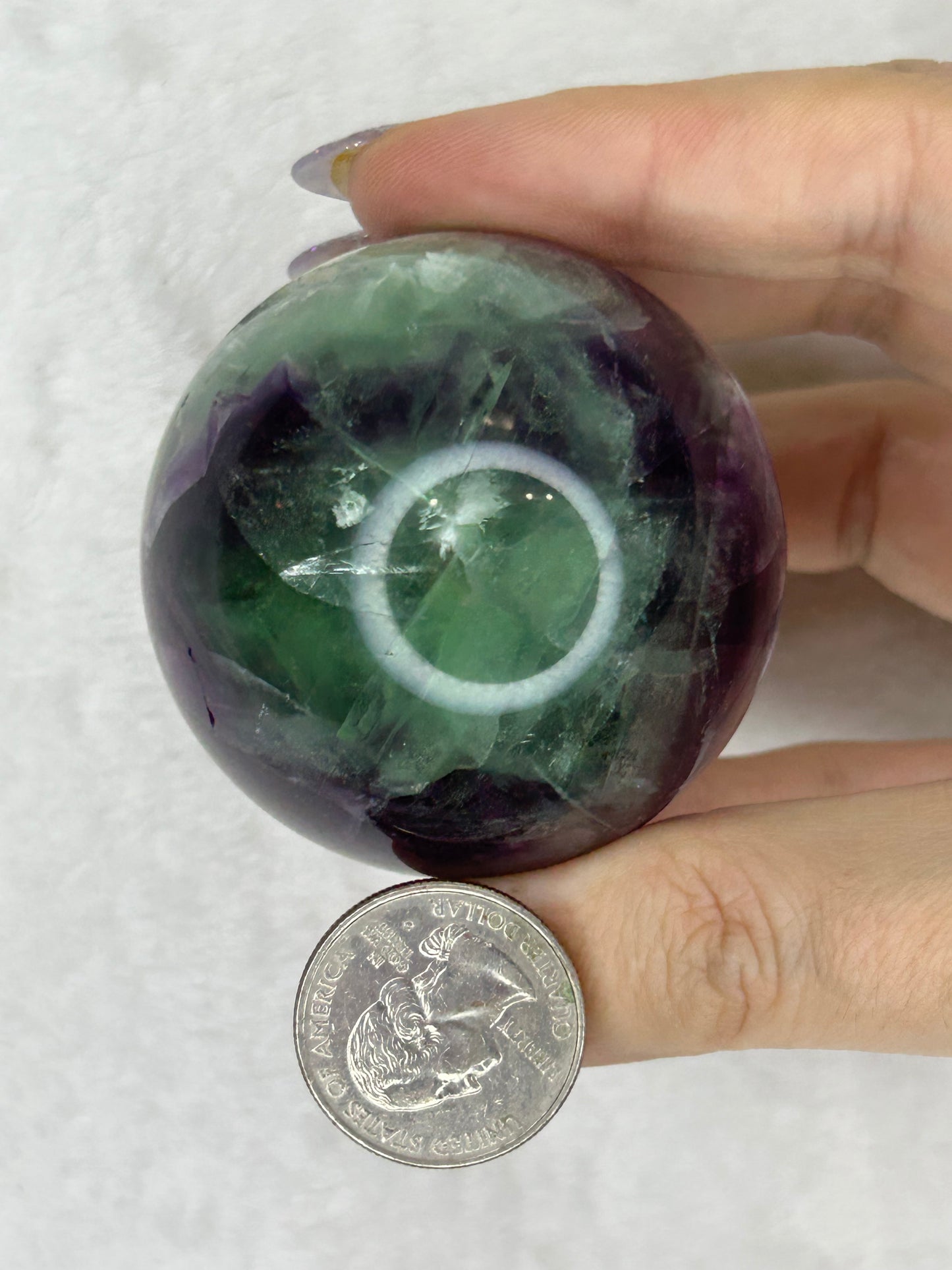 Druzy feather fluorite sphere C