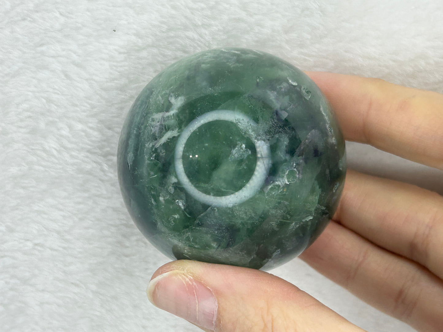 Druzy feather fluorite sphere A