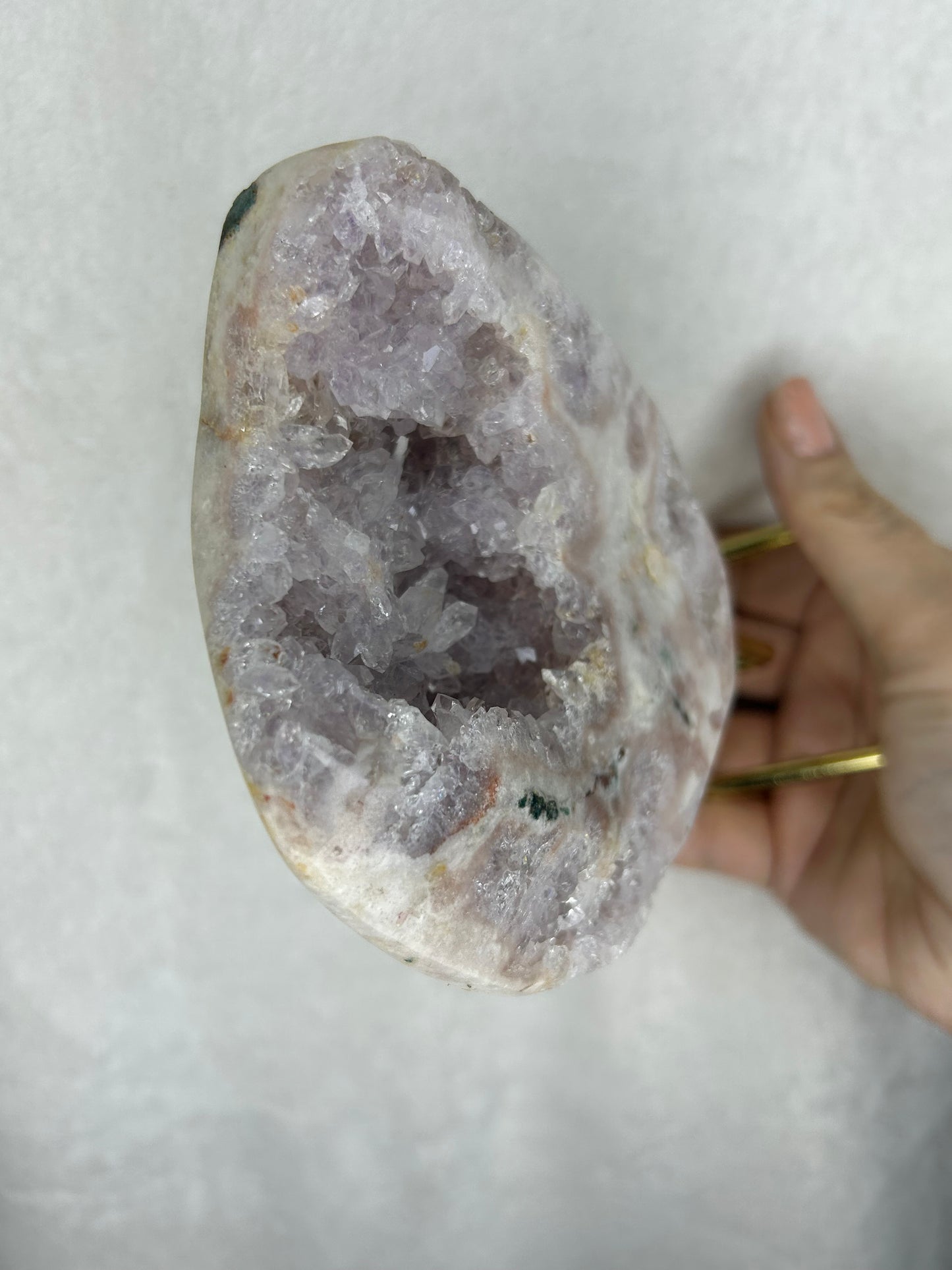 Brazilian pink amethyst slab on stand B