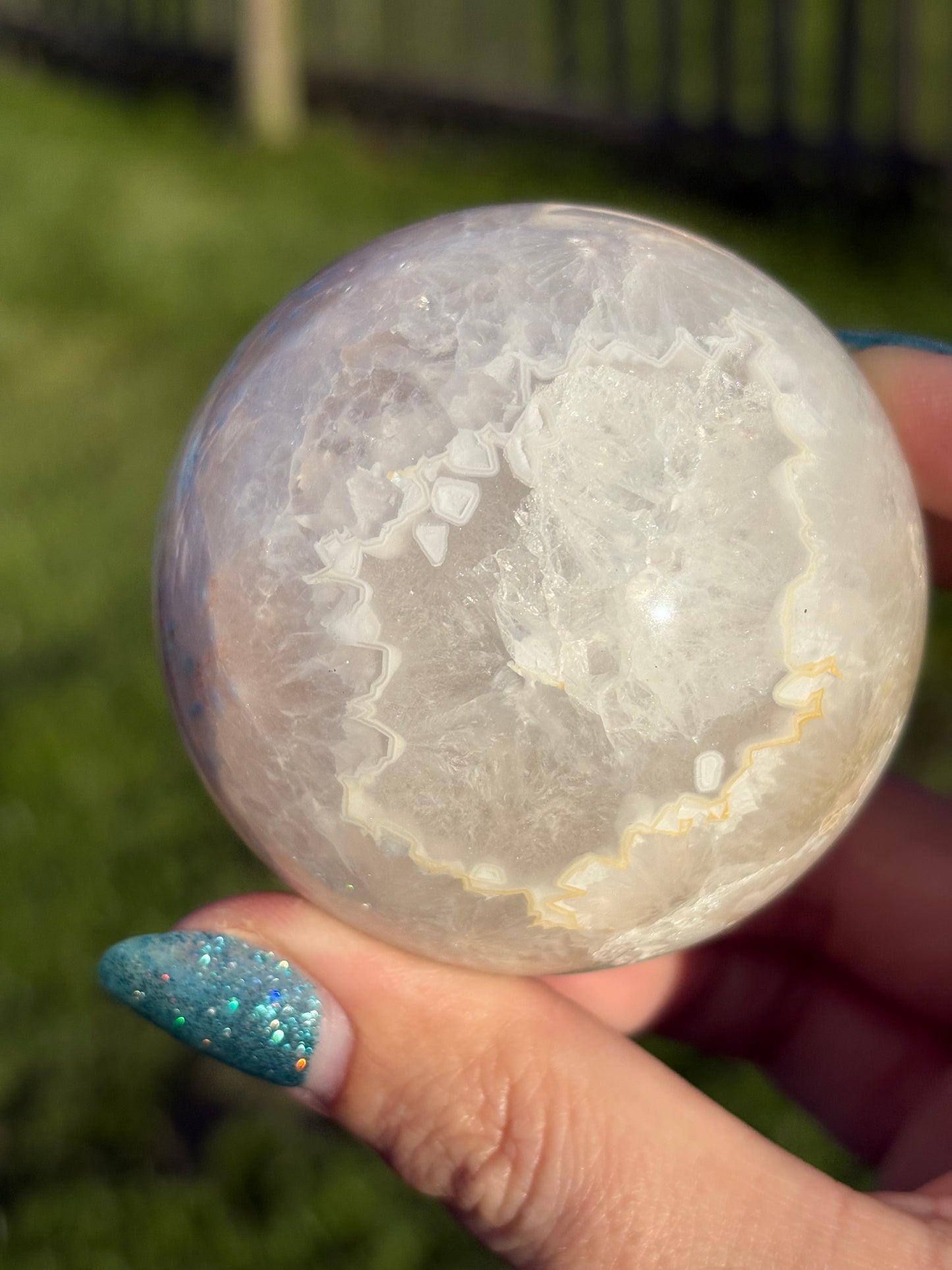 Pink Flower Agate Sphere