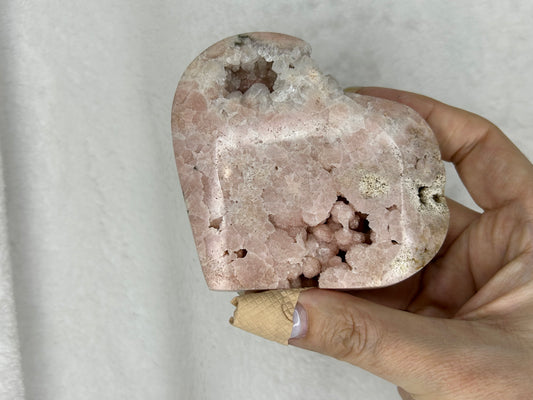 Bubblegum Pink Amethyst Druzy Heart H