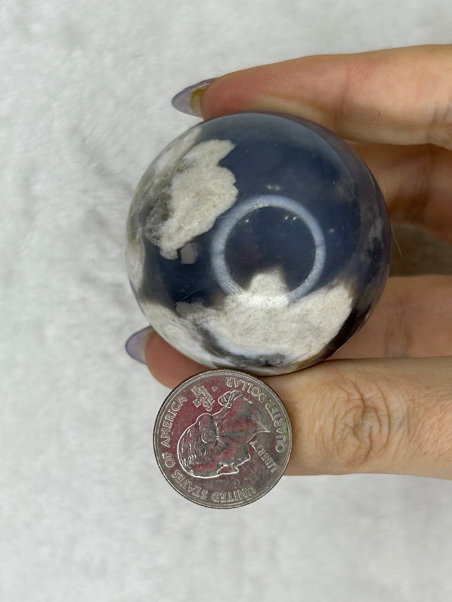 Black Flower Agate Sphere D