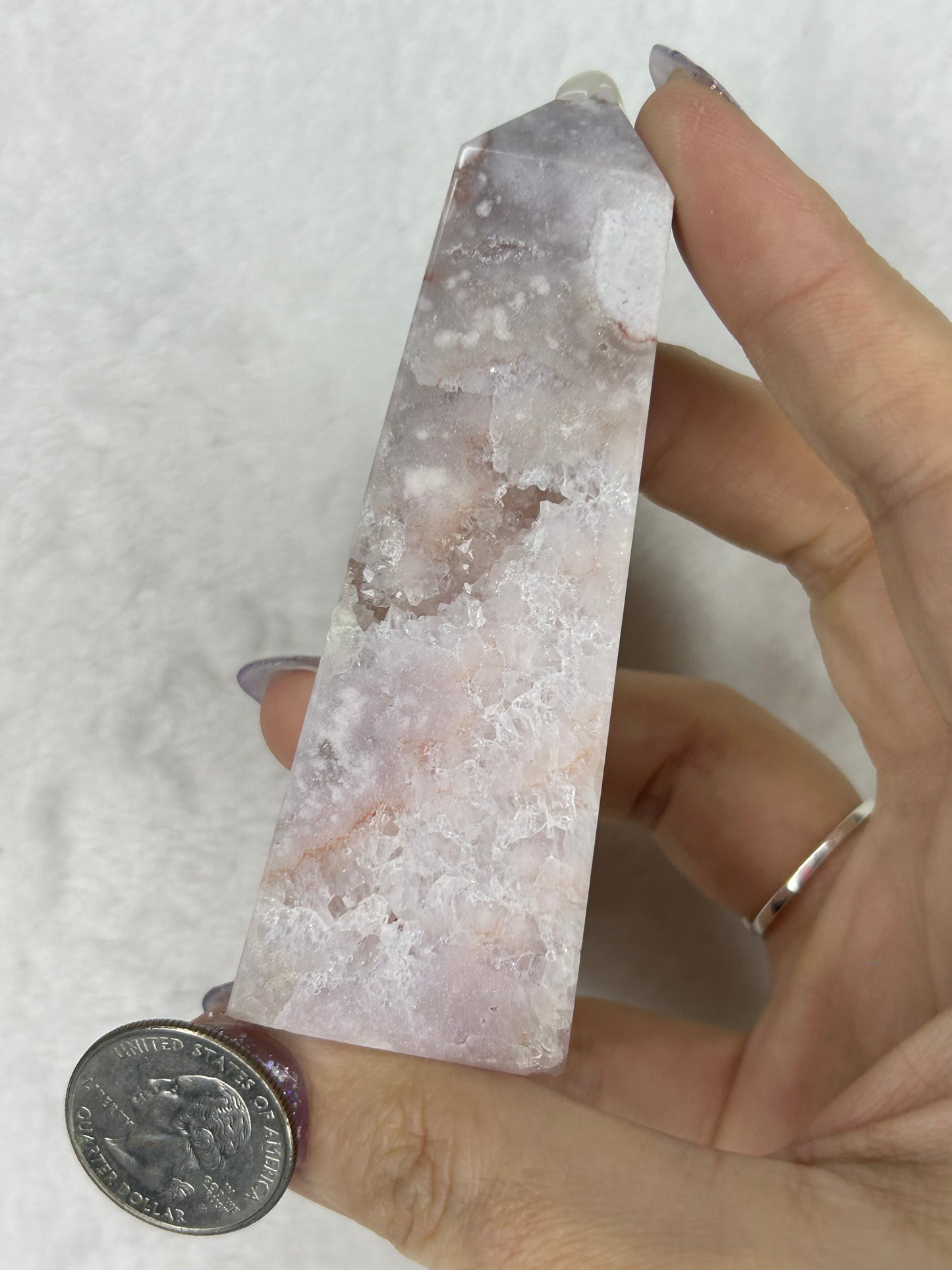 Pink Flower Agate Tower