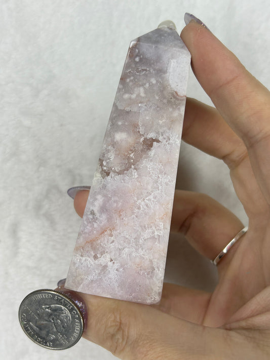 Pink Flower Agate Tower