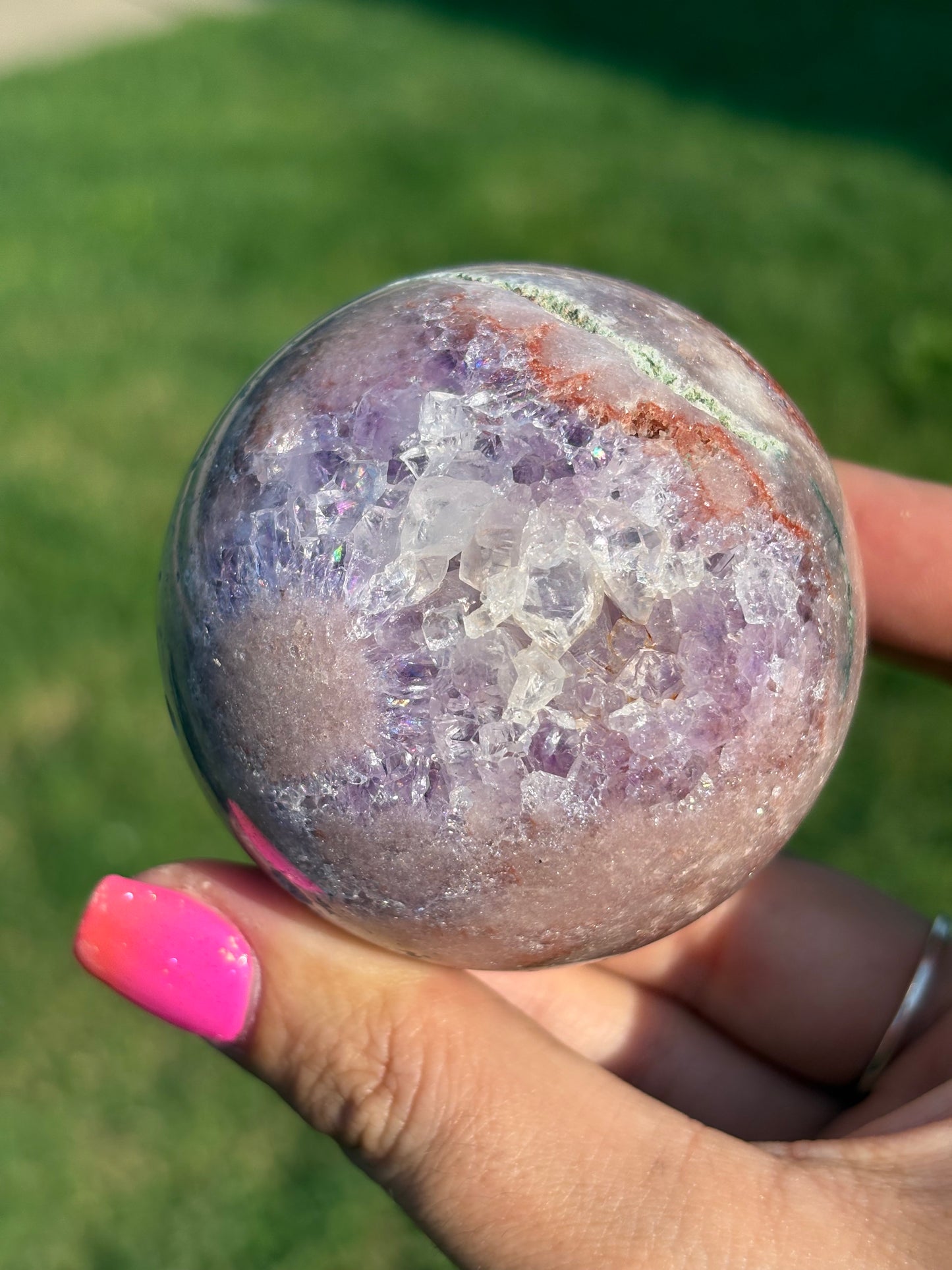 HQ XTRA grade pink amethyst druzy sphere from Brazil