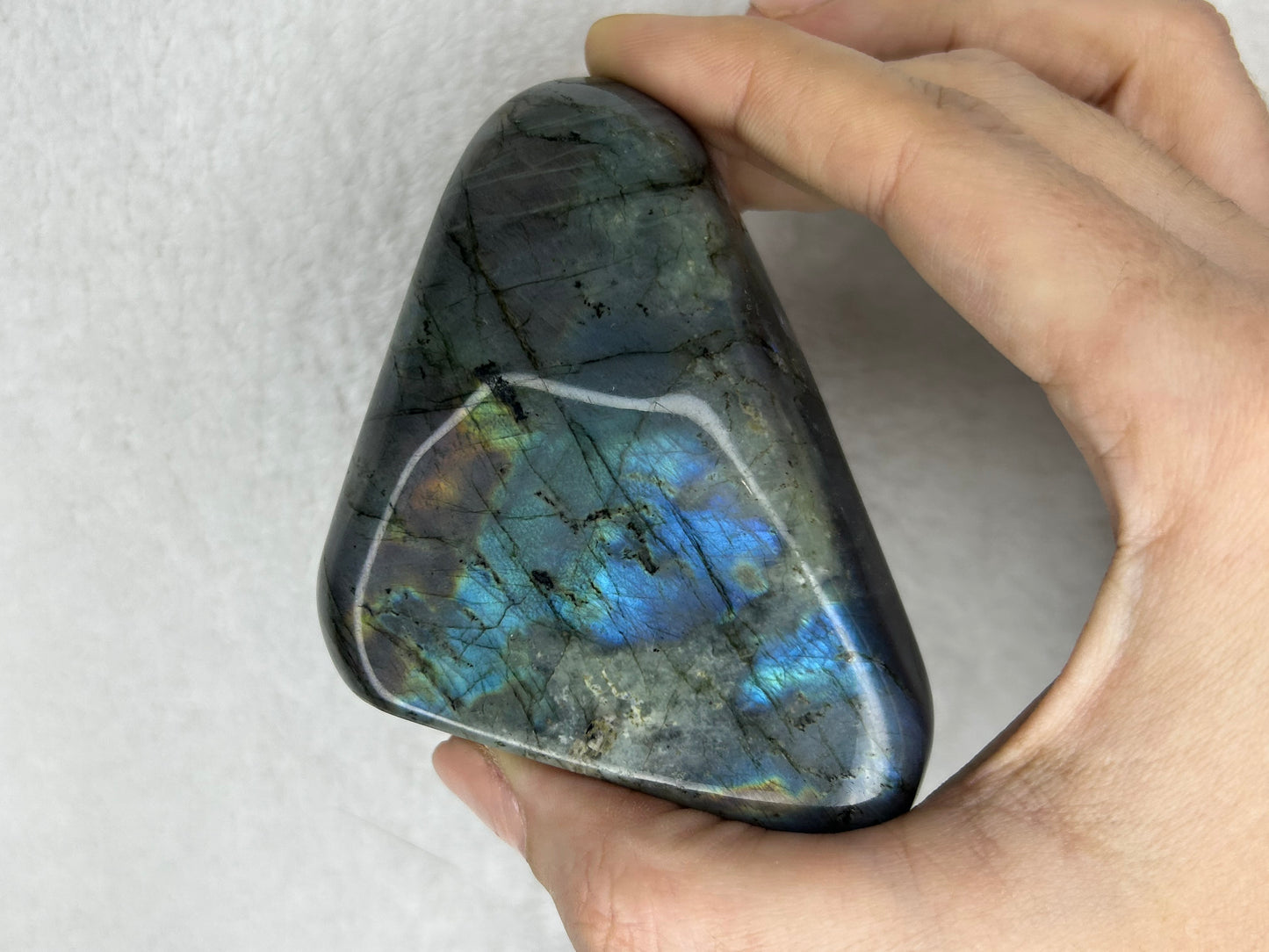 Purple/rainbow flash labradorite Freeform B