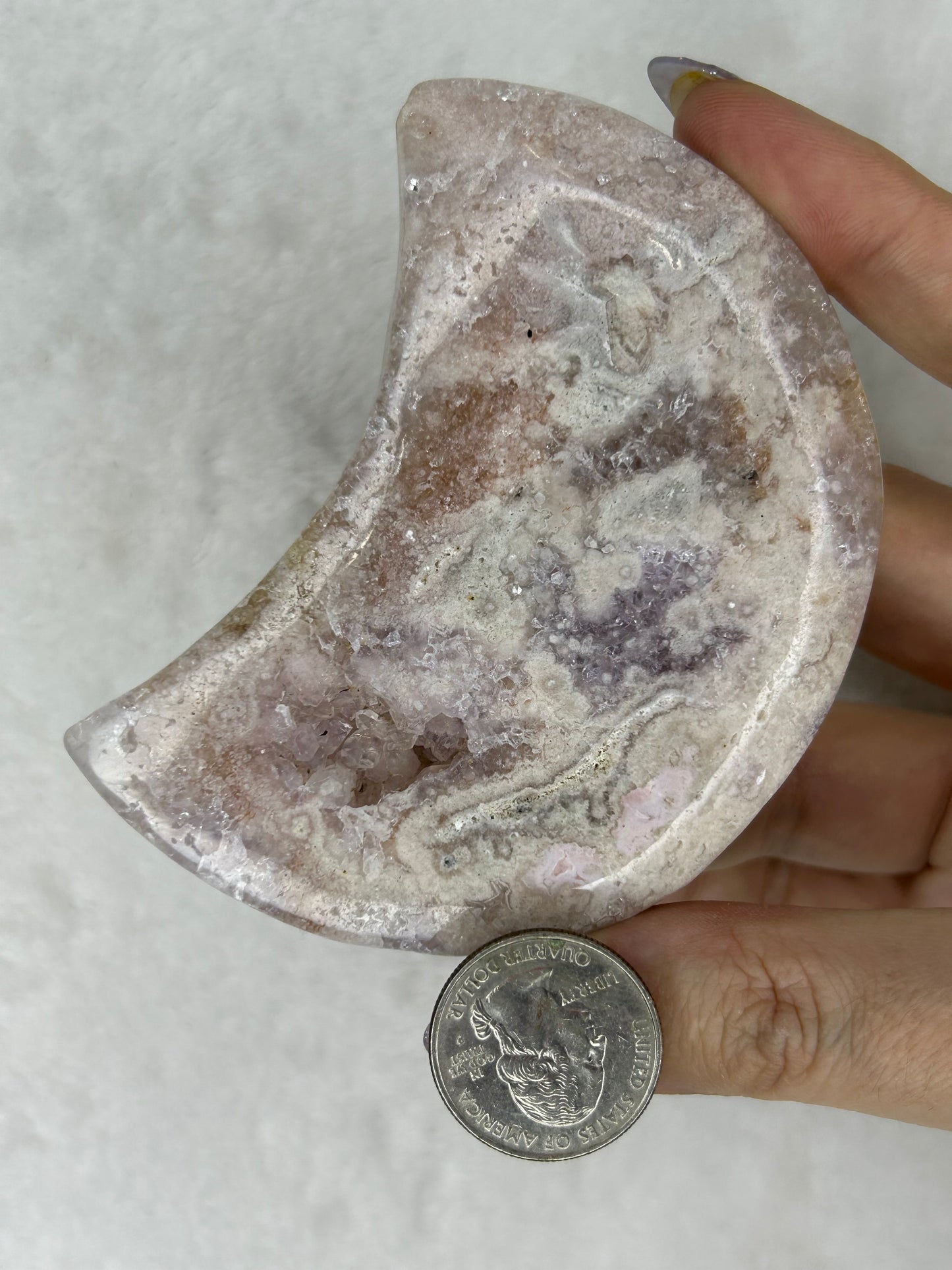 Pink Flower agate moon B